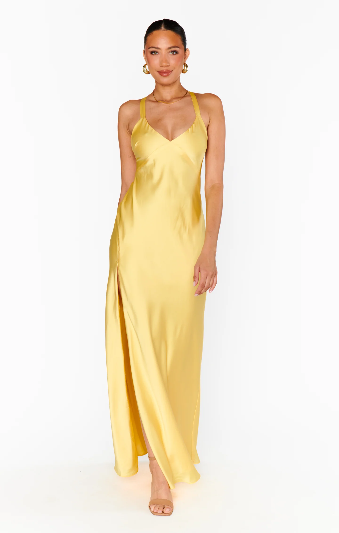 Anderson Maxi Dress ~ Yellow Luxe Satin - Image 9