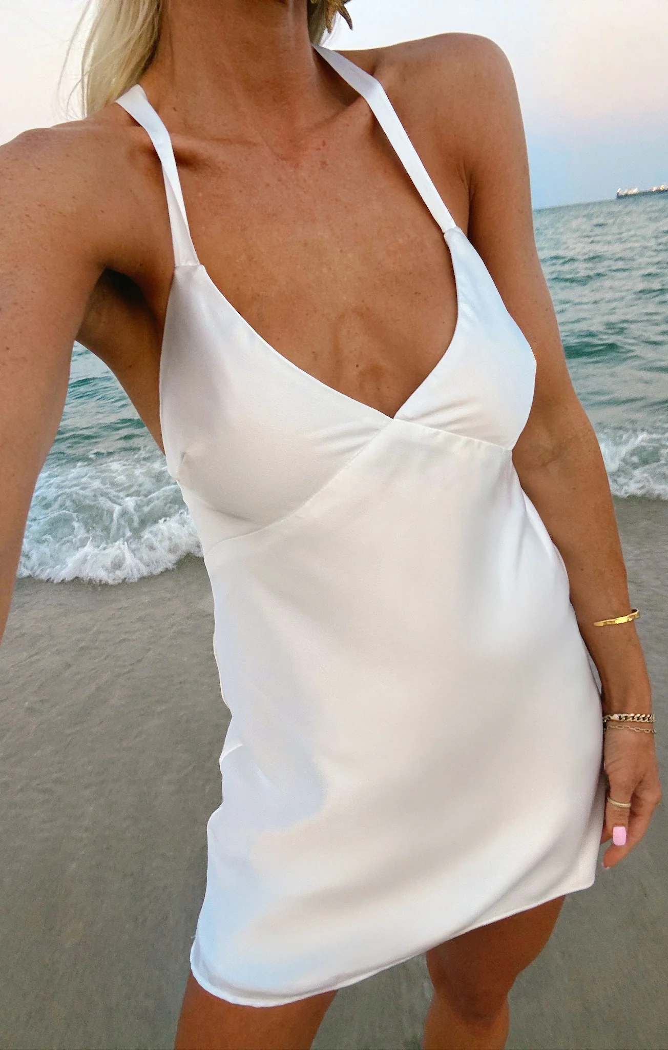 Anderson Mini Dress ~ Ivory Luxe Satin - Image 2