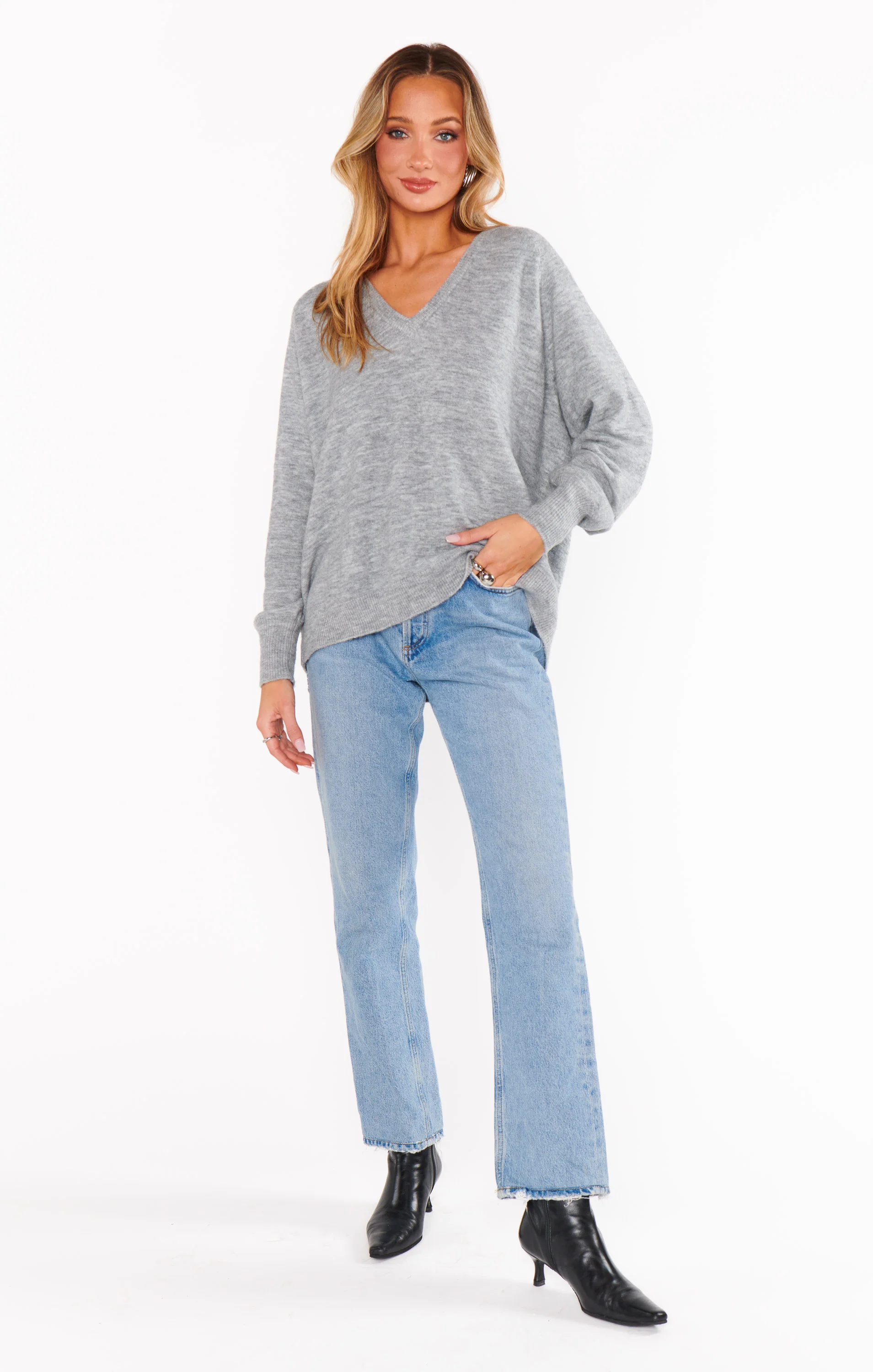 Anything Goes Sweater ~ Heather Grey Knit - Image 4