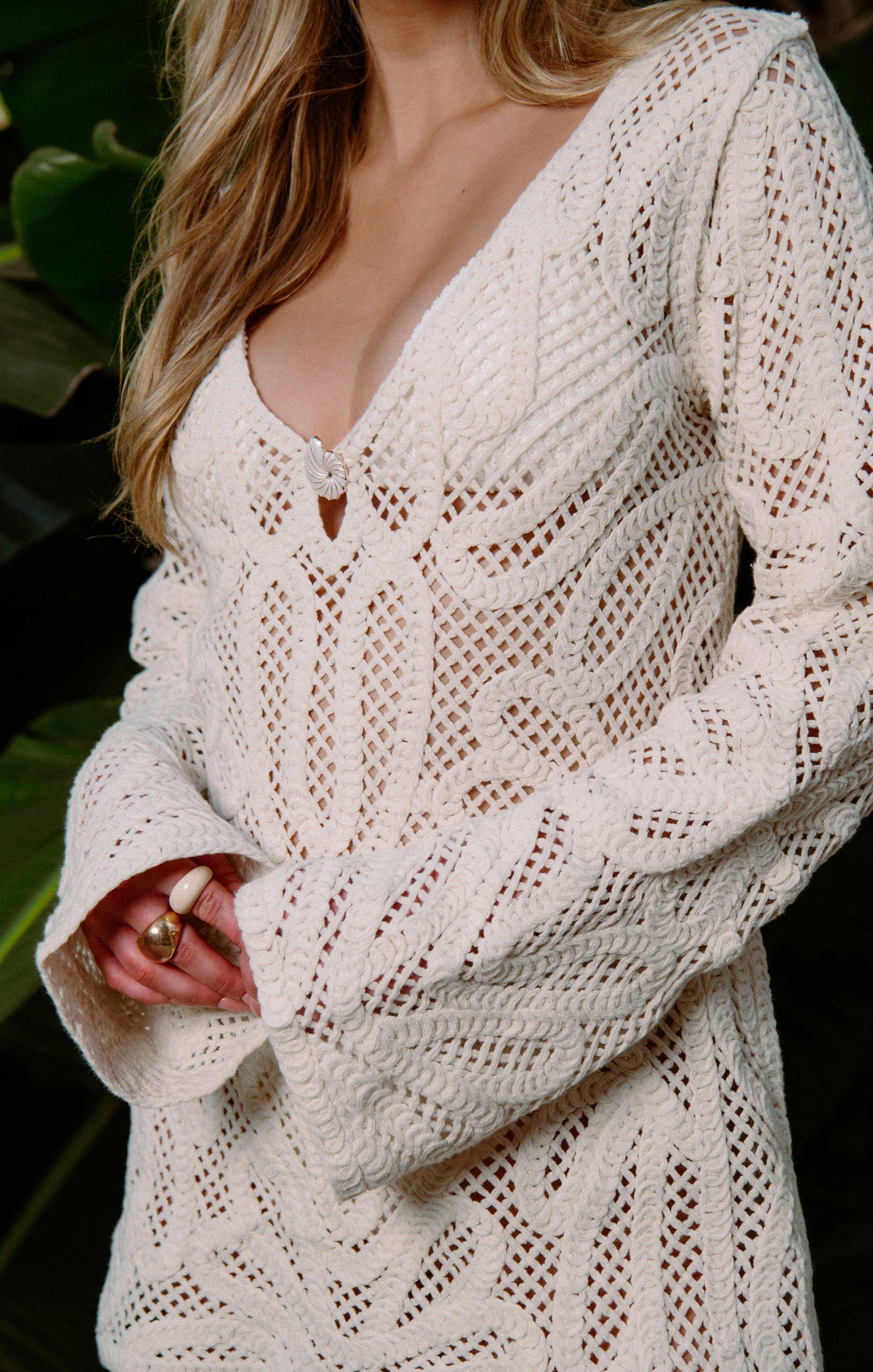 Anywhere Mini Dress ~ White Sand Crochet - Image 2