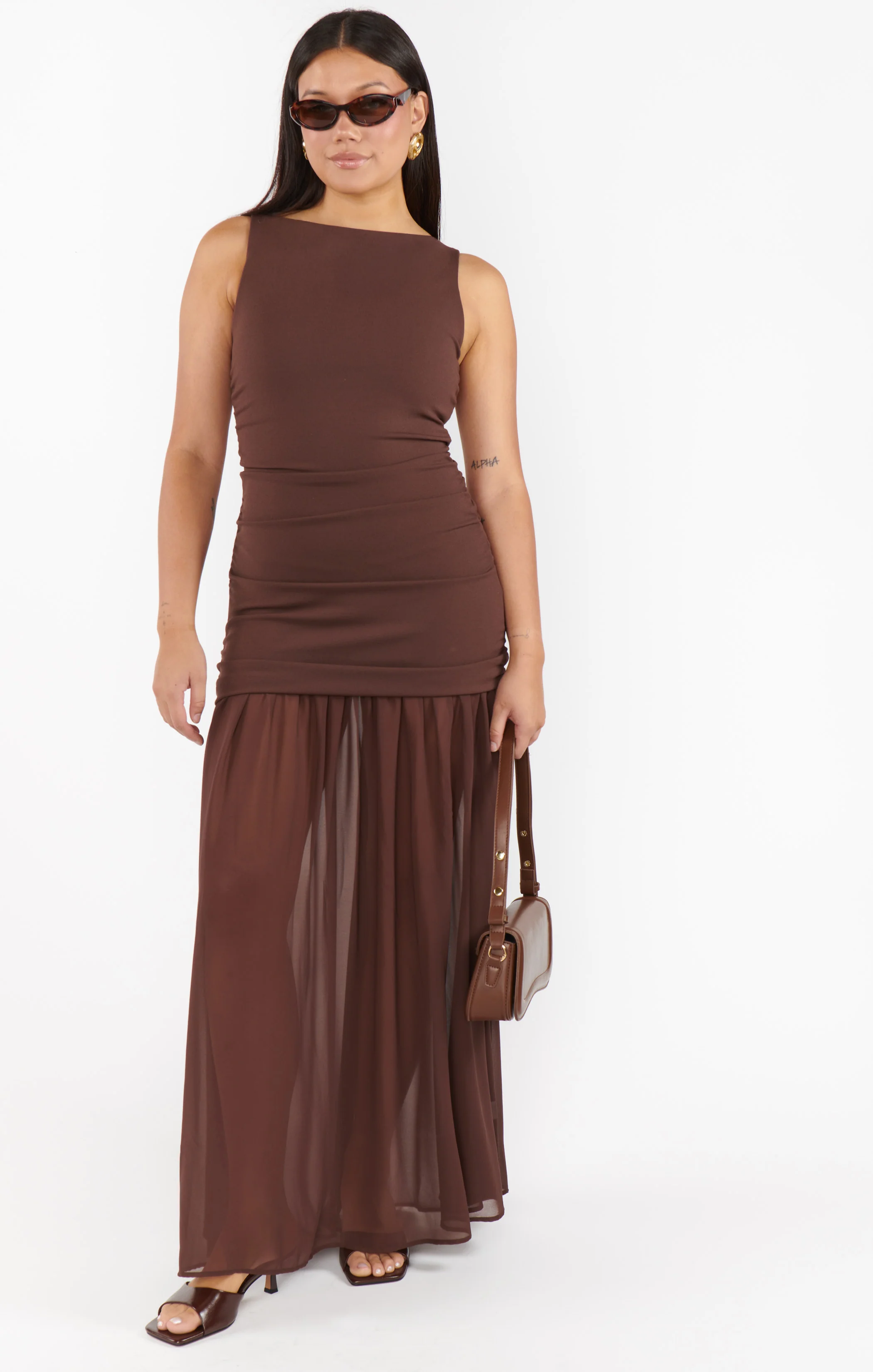 Aria Maxi Dress ~ Chocolate Stretch Chiffon - Image 12