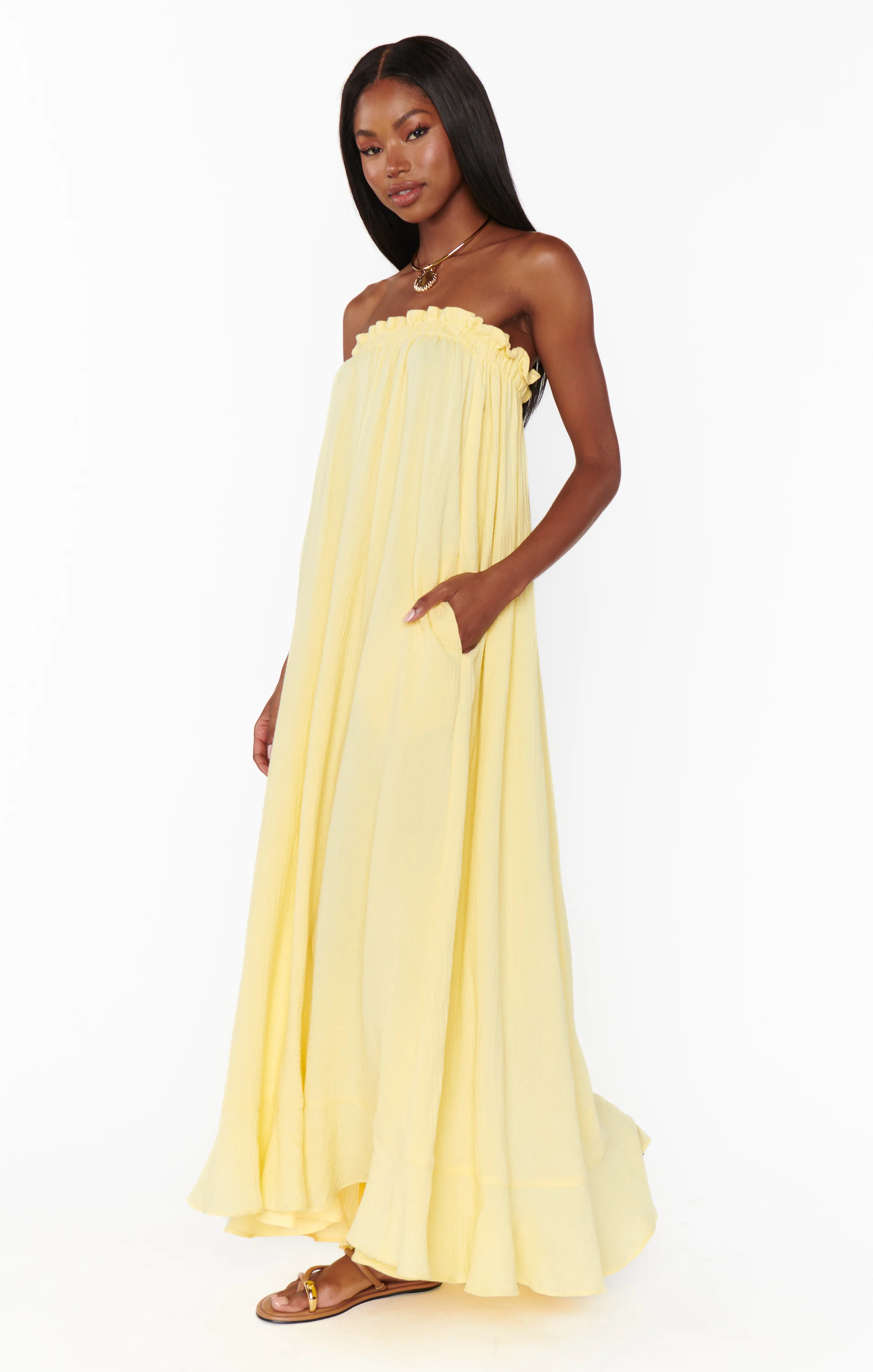 Around The World Maxi Dress ~ Yellow Gauze - Image 3