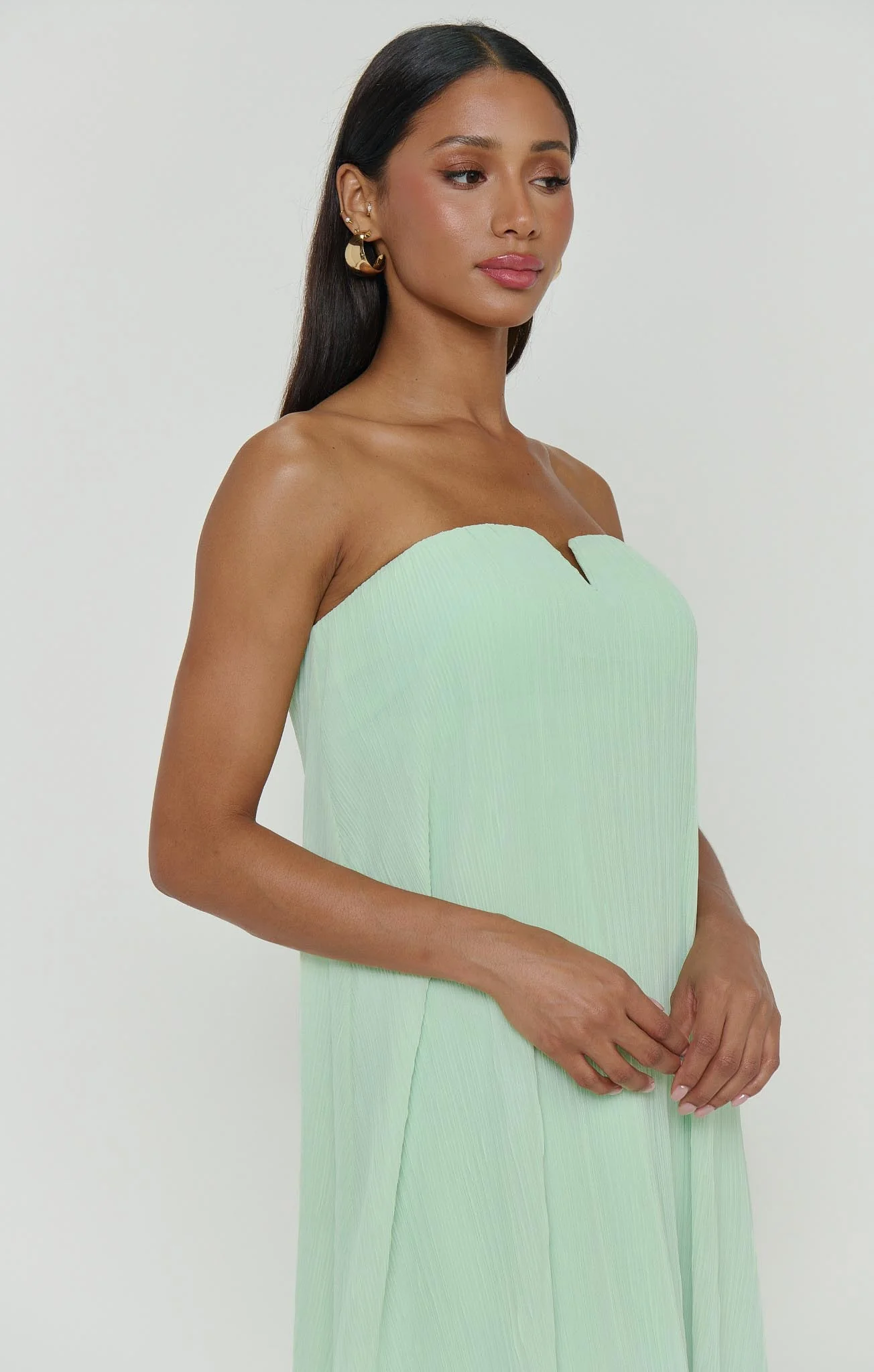 Athena Maxi Dress ~ Pistachio Pleated Chiffon - Image 2