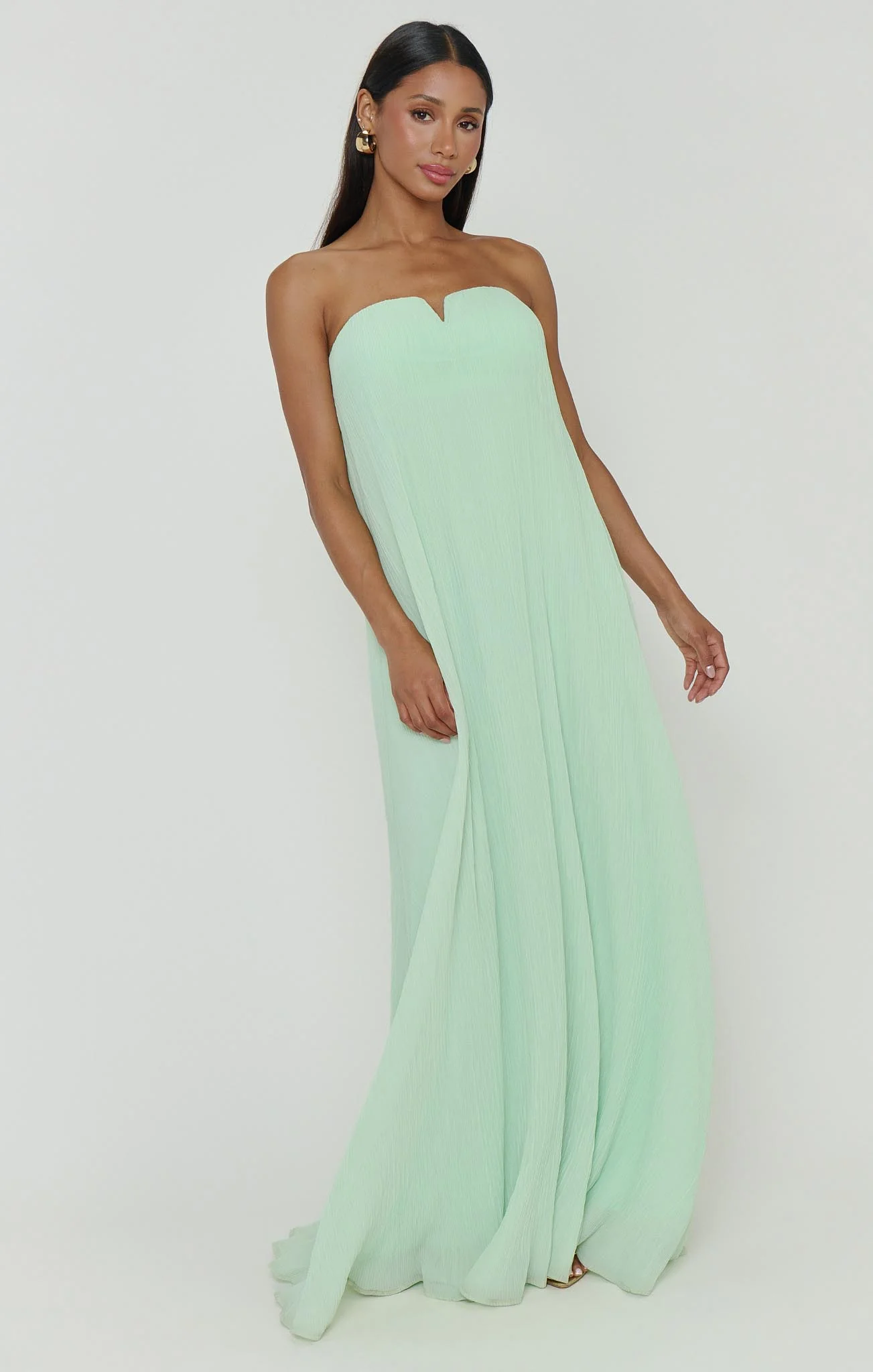 Athena Maxi Dress ~ Pistachio Pleated Chiffon - Image 3