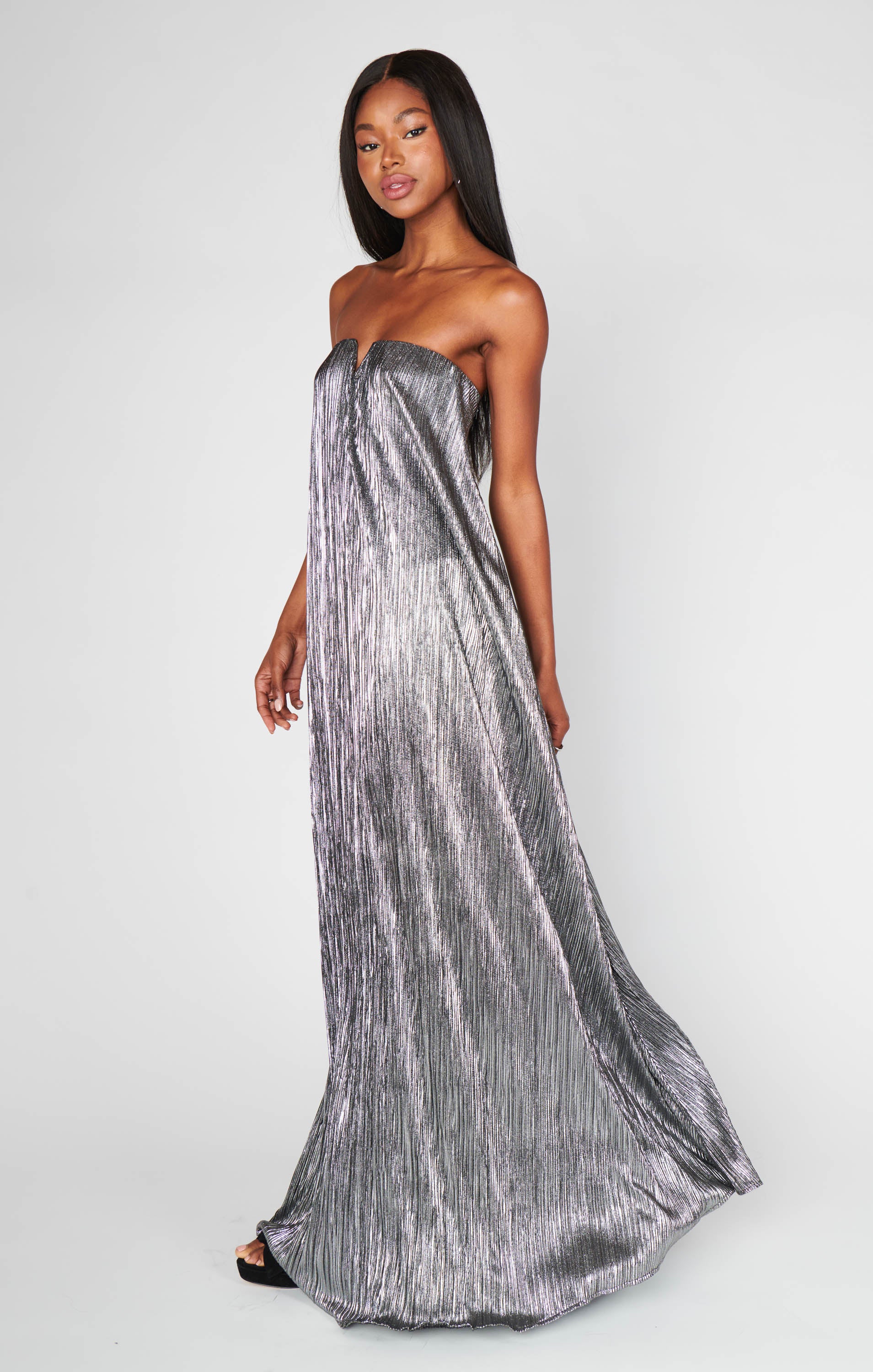 Athena Maxi Dress ~ Pleated Silver - Image 3