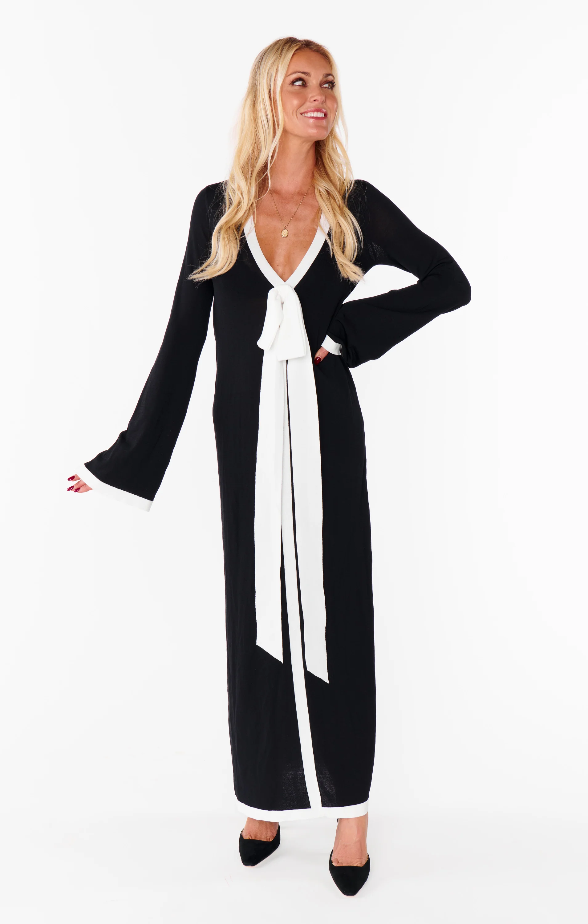 Balboa Dress ~ Black and White Contrast Knit - Image 11