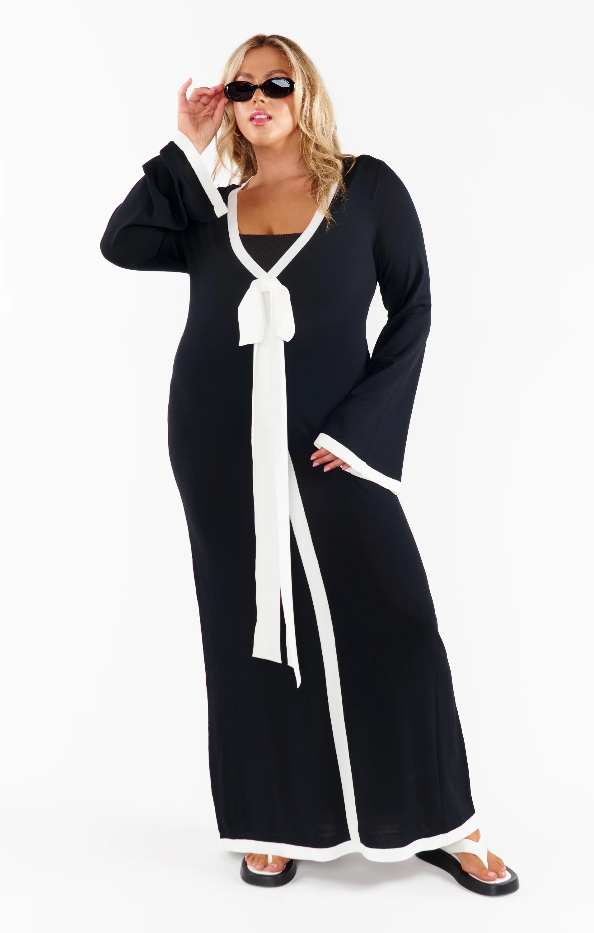 Balboa Dress ~ Black and White Contrast Knit - Image 2