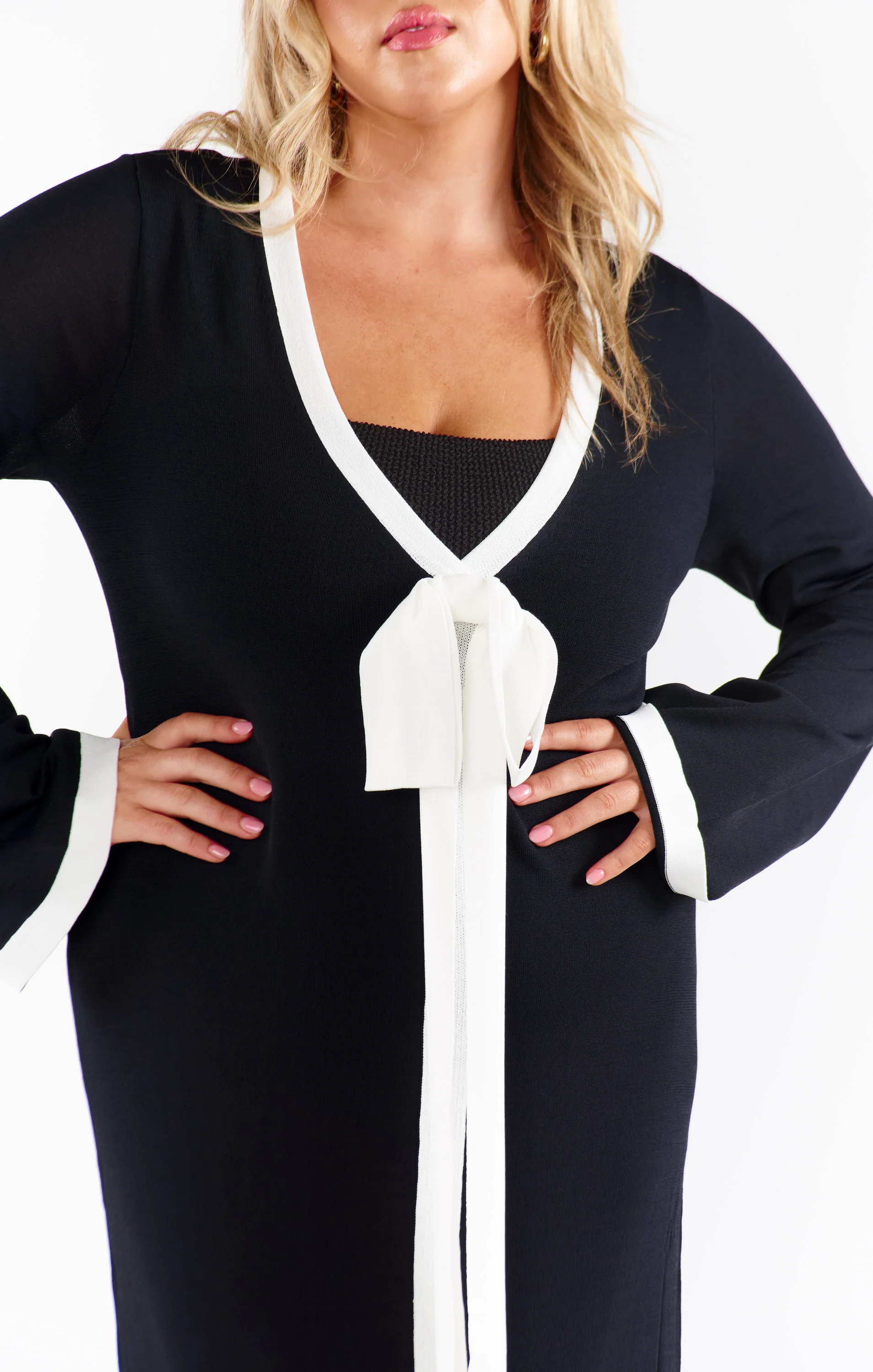 Balboa Dress ~ Black and White Contrast Knit - Image 8
