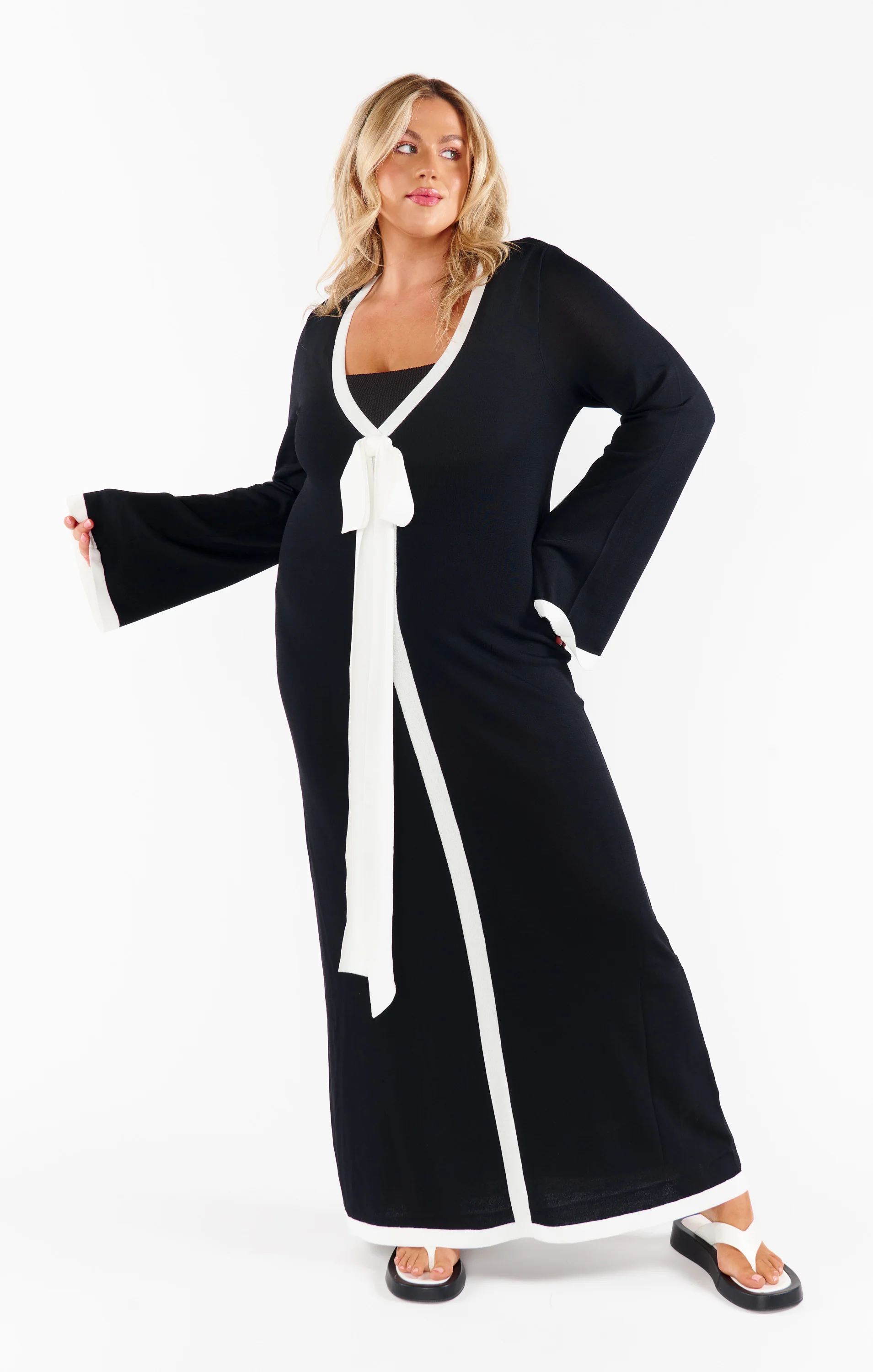 Balboa Dress ~ Black and White Contrast Knit - Image 9