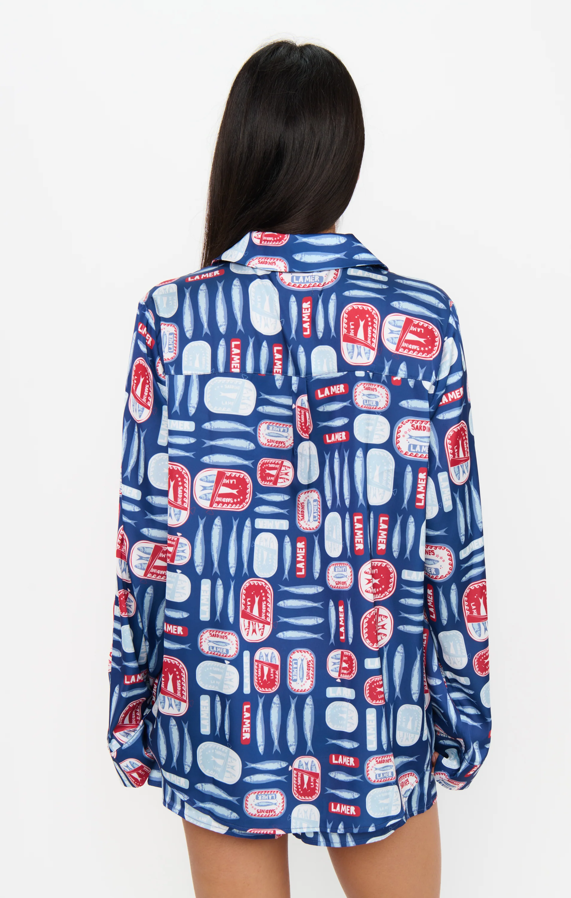 Beauty Sleep PJ Set ~ Navy Salty Sardines Silky - Image 2