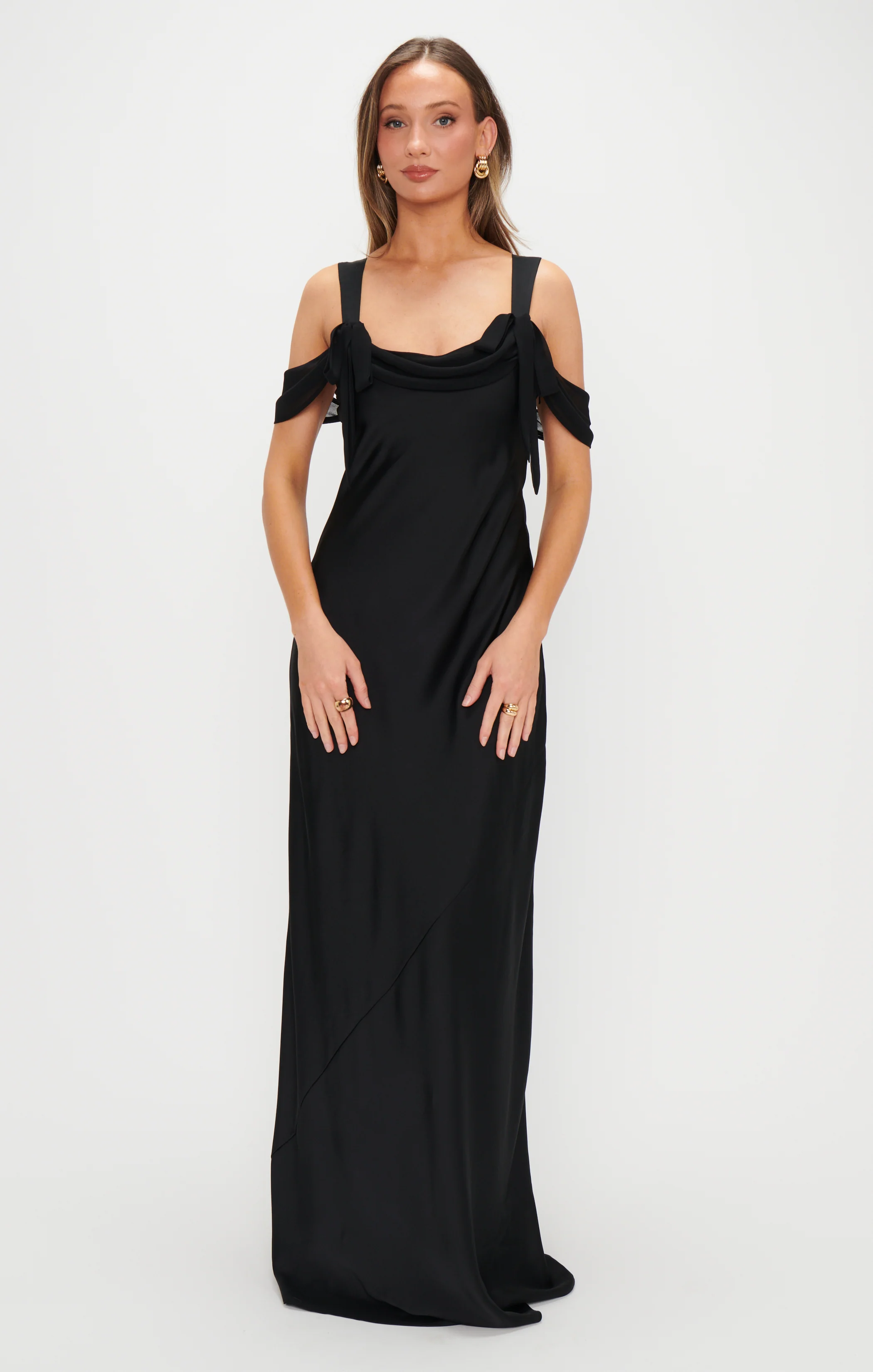 Bella Maxi Dress ~ Black Luxe Satin - Image 3