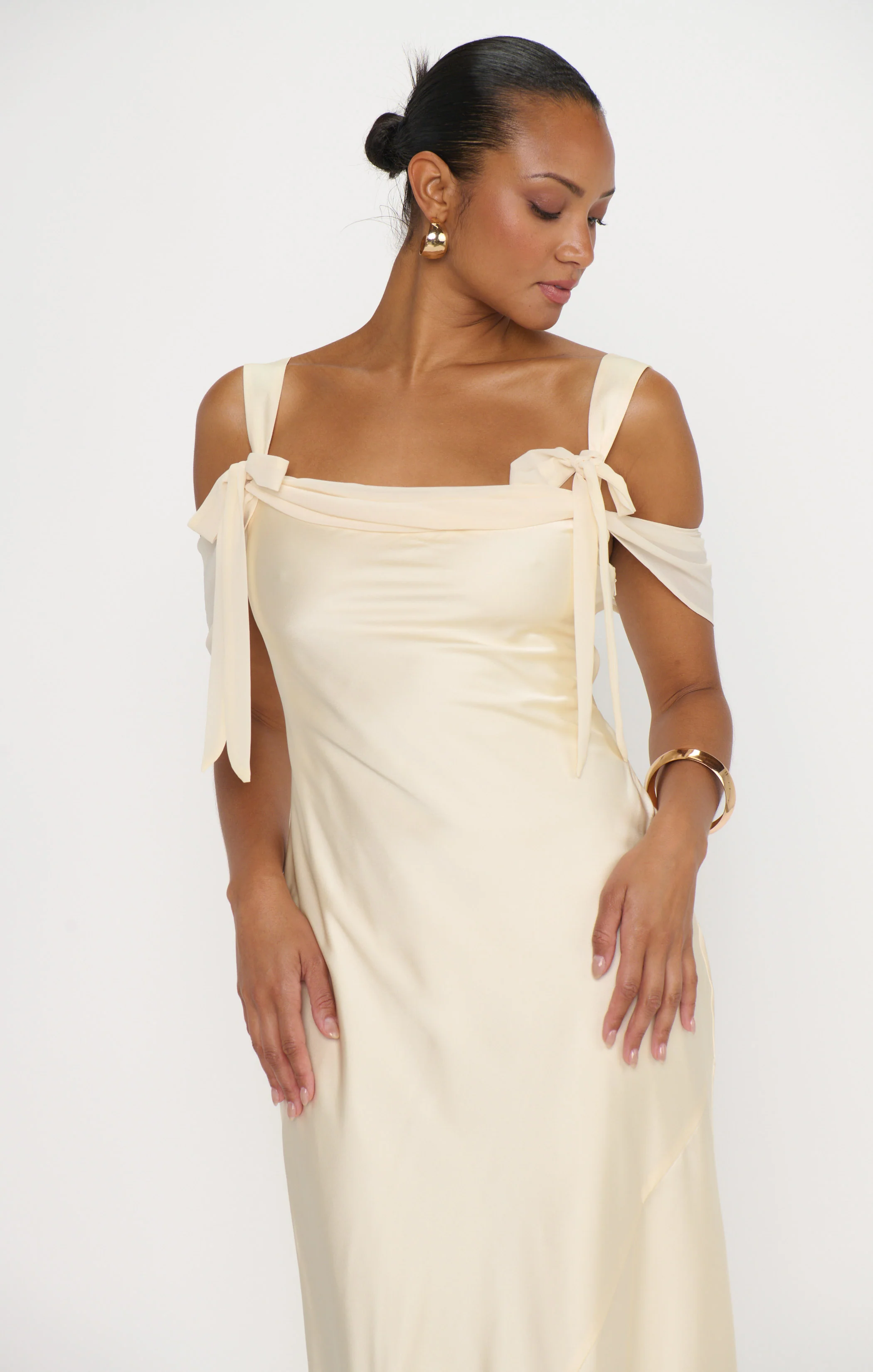 Bella Maxi Dress ~ Buttercream Luxe Satin - Image 3