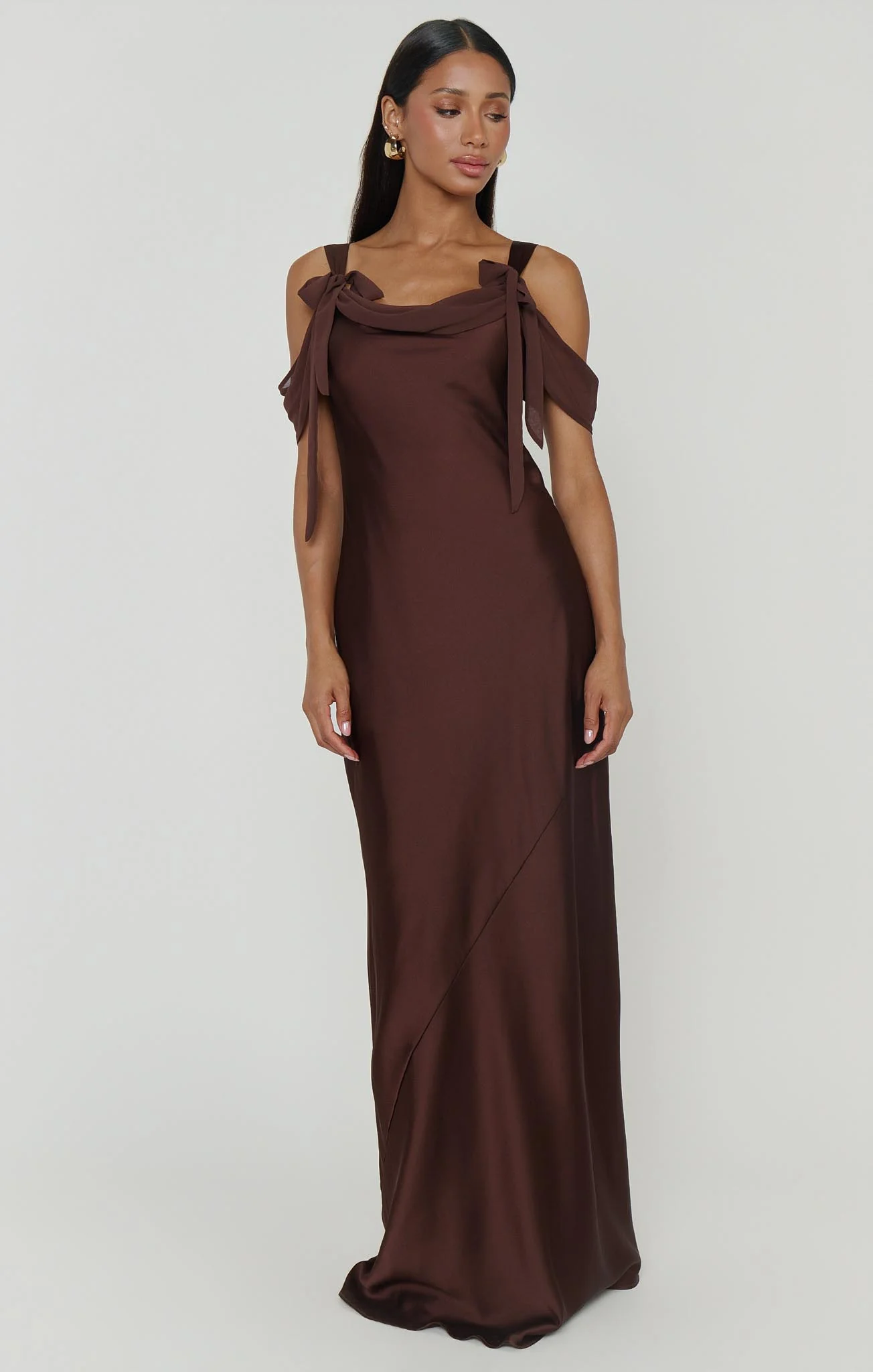 Bella Maxi Dress ~ Chocolate Luxe Satin - Image 3