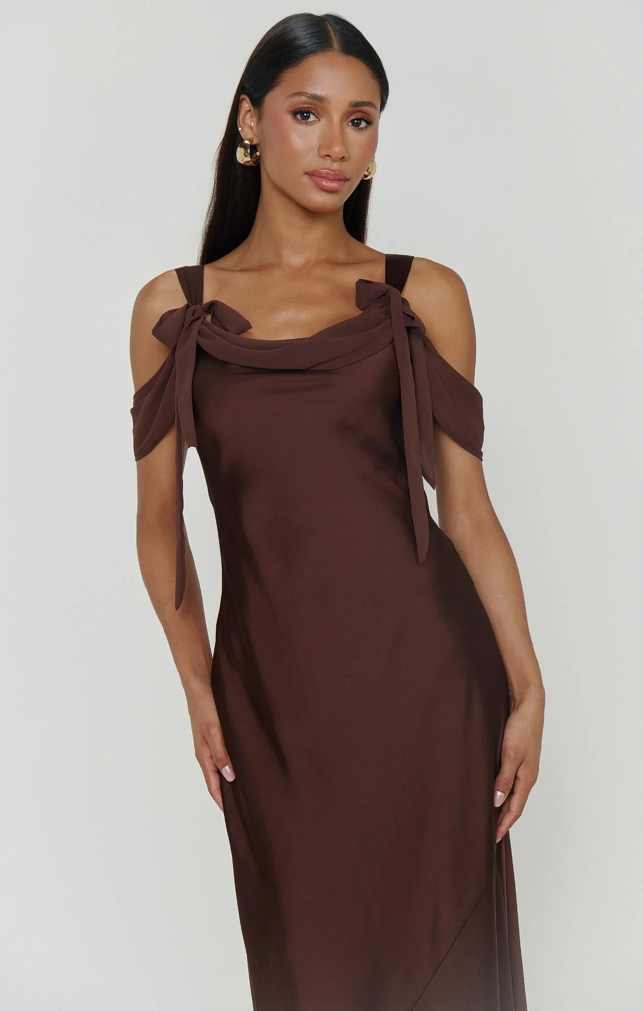 Bella Maxi Dress ~ Chocolate Luxe Satin - Image 4