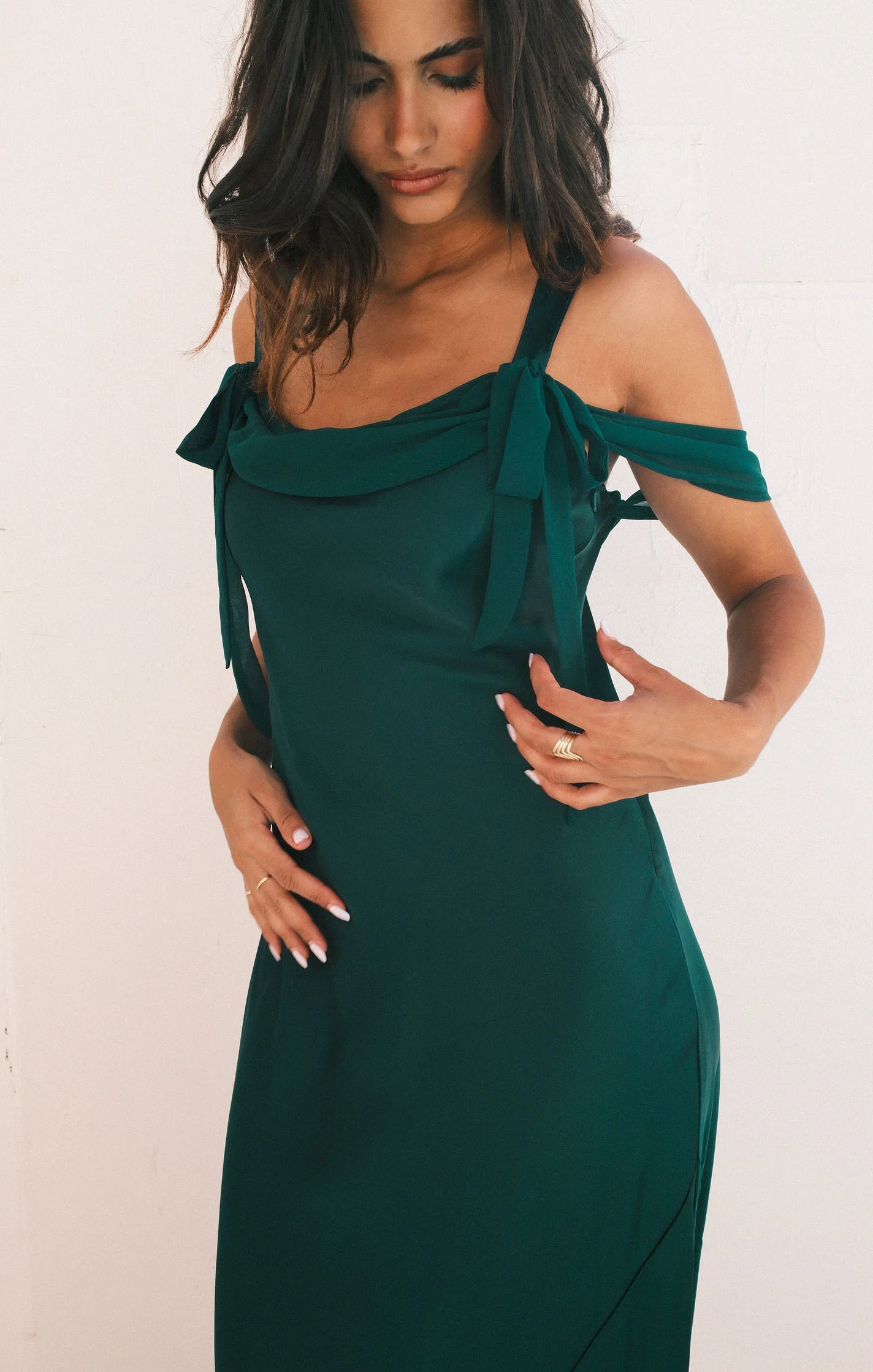 Bella Maxi Dress ~ Deep Emerald Luxe Satin - Image 2