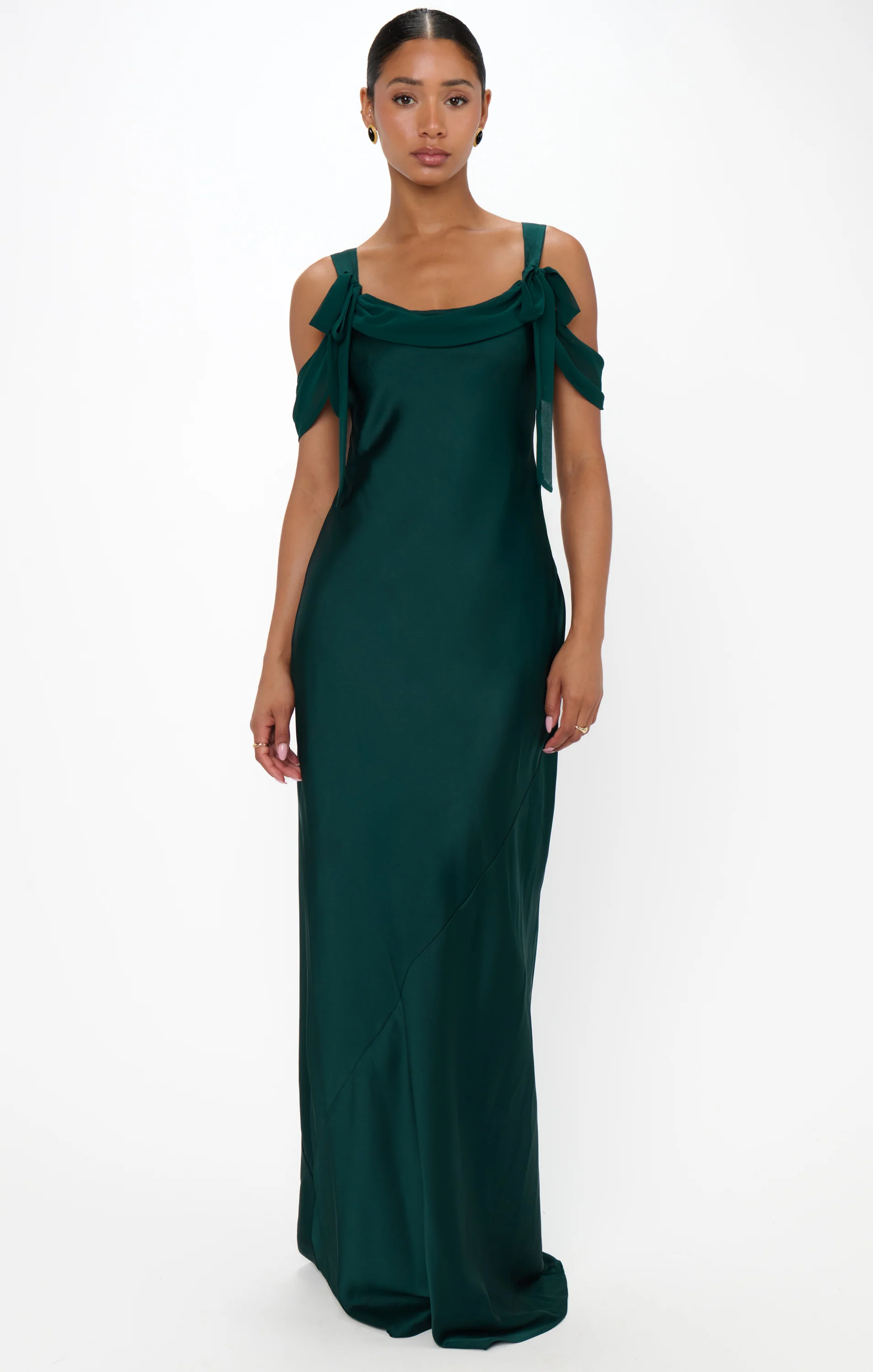 Bella Maxi Dress ~ Deep Emerald Luxe Satin - Image 3