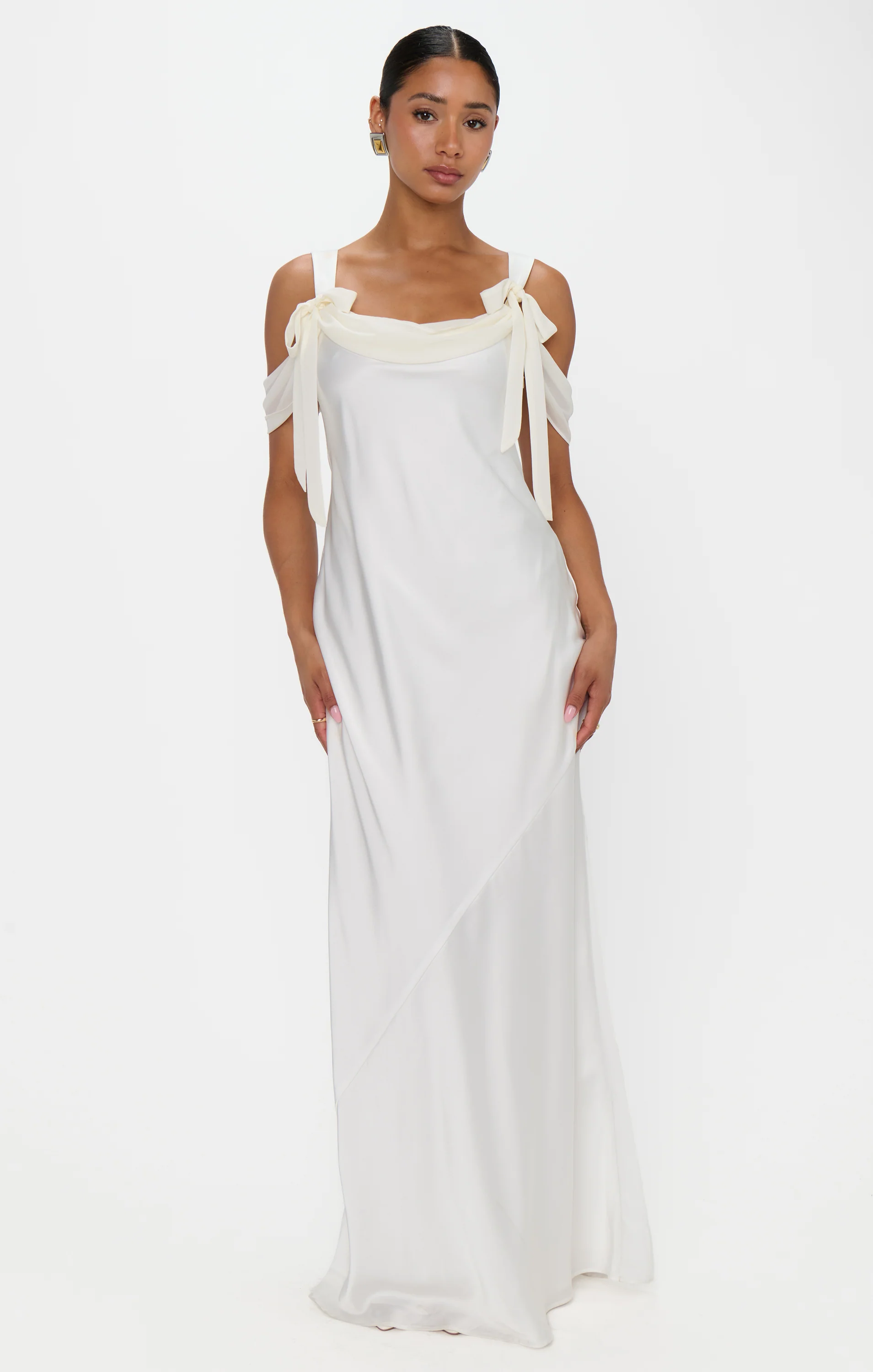 Bella Maxi Dress ~ Ivory Luxe Satin - Image 3