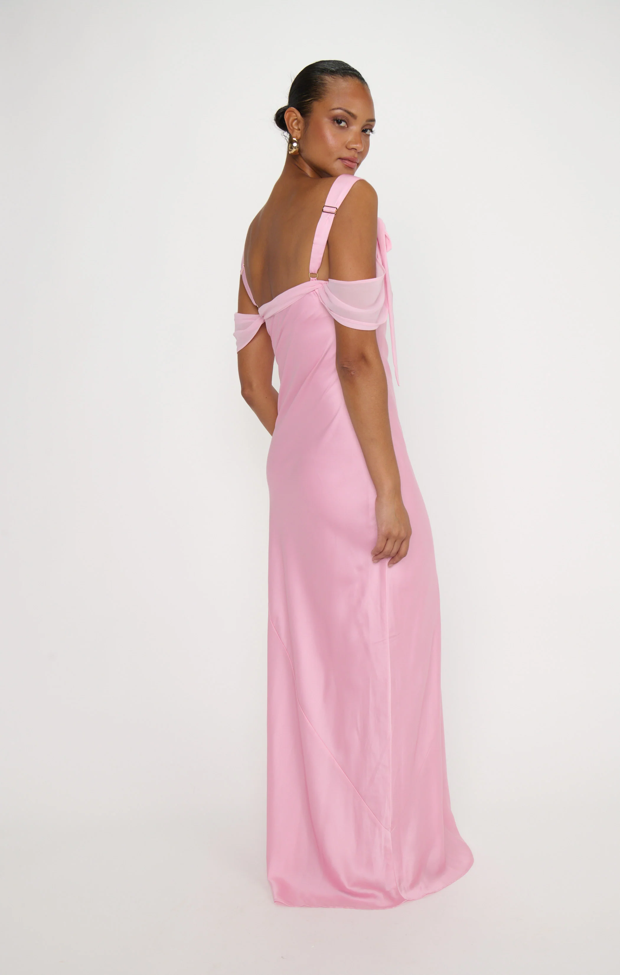 Bella Maxi Dress ~ Light Pink Luxe Satin - Image 3