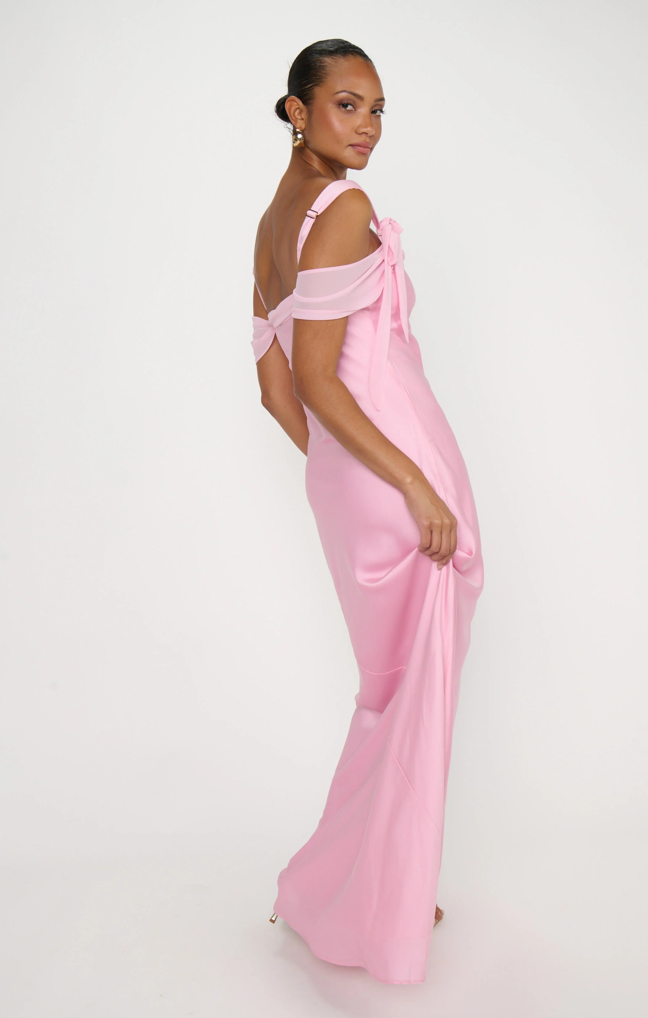 Bella Maxi Dress ~ Light Pink Luxe Satin - Image 5