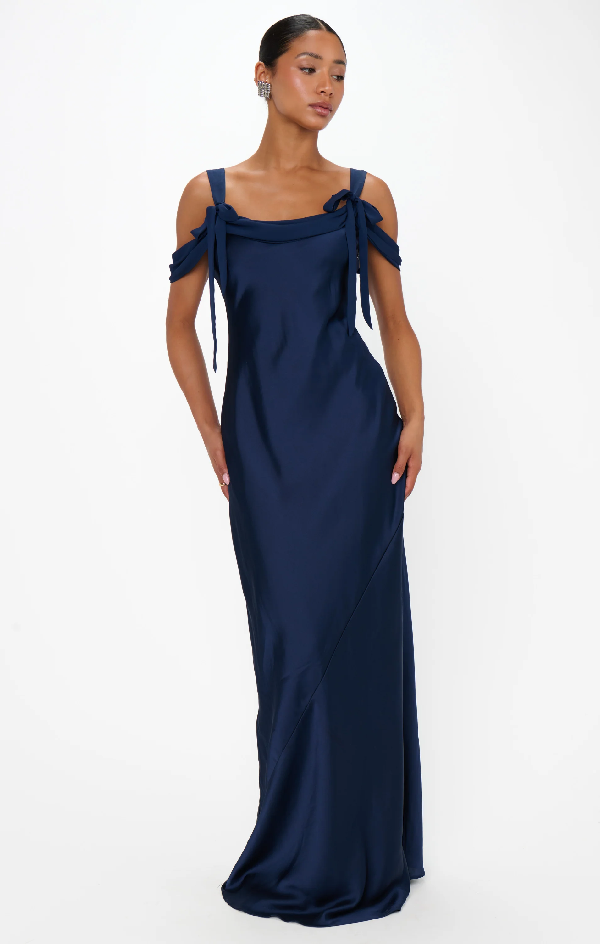 Bella Maxi Dress ~ Midnight Navy Luxe Satin - Image 3