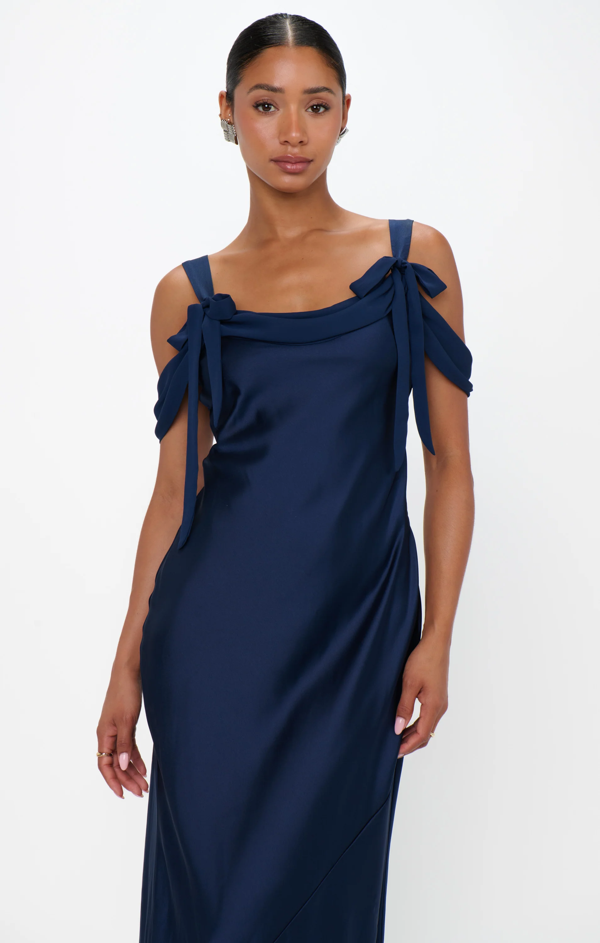 Bella Maxi Dress ~ Midnight Navy Luxe Satin - Image 6