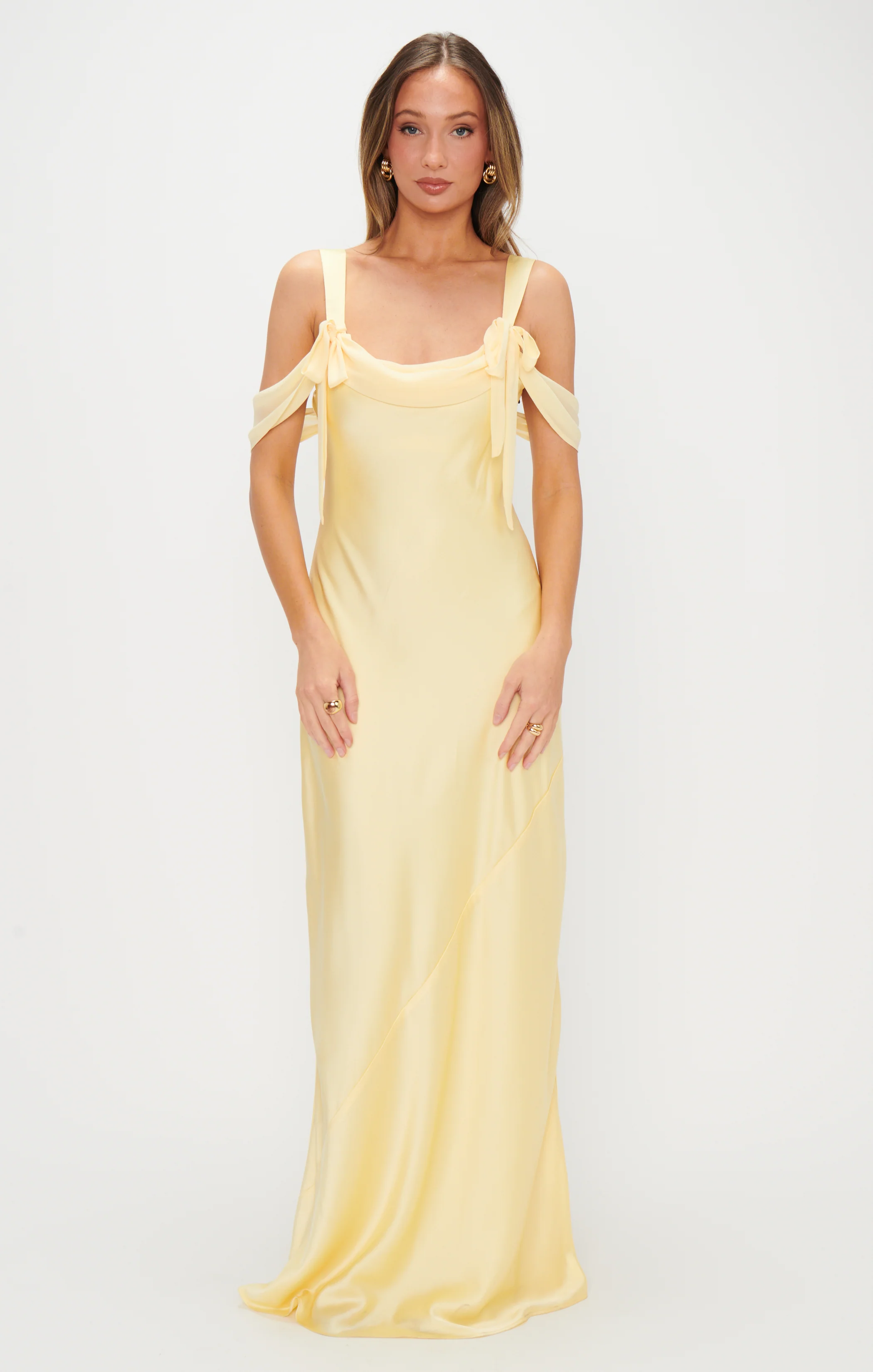 Bella Maxi Dress ~ Pale Yellow Luxe Satin - Image 4