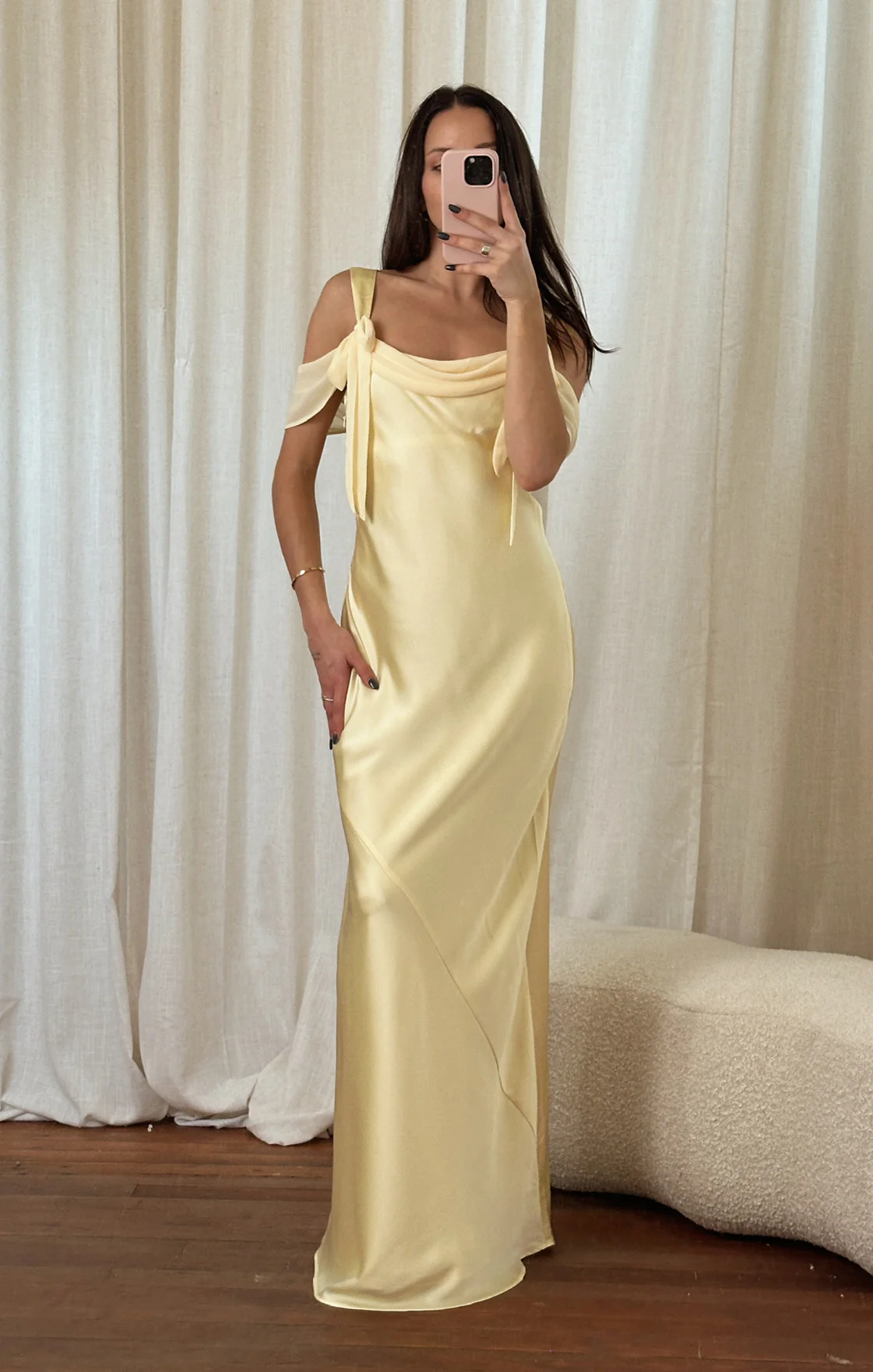 Bella Maxi Dress ~ Pale Yellow Luxe Satin - Image 7