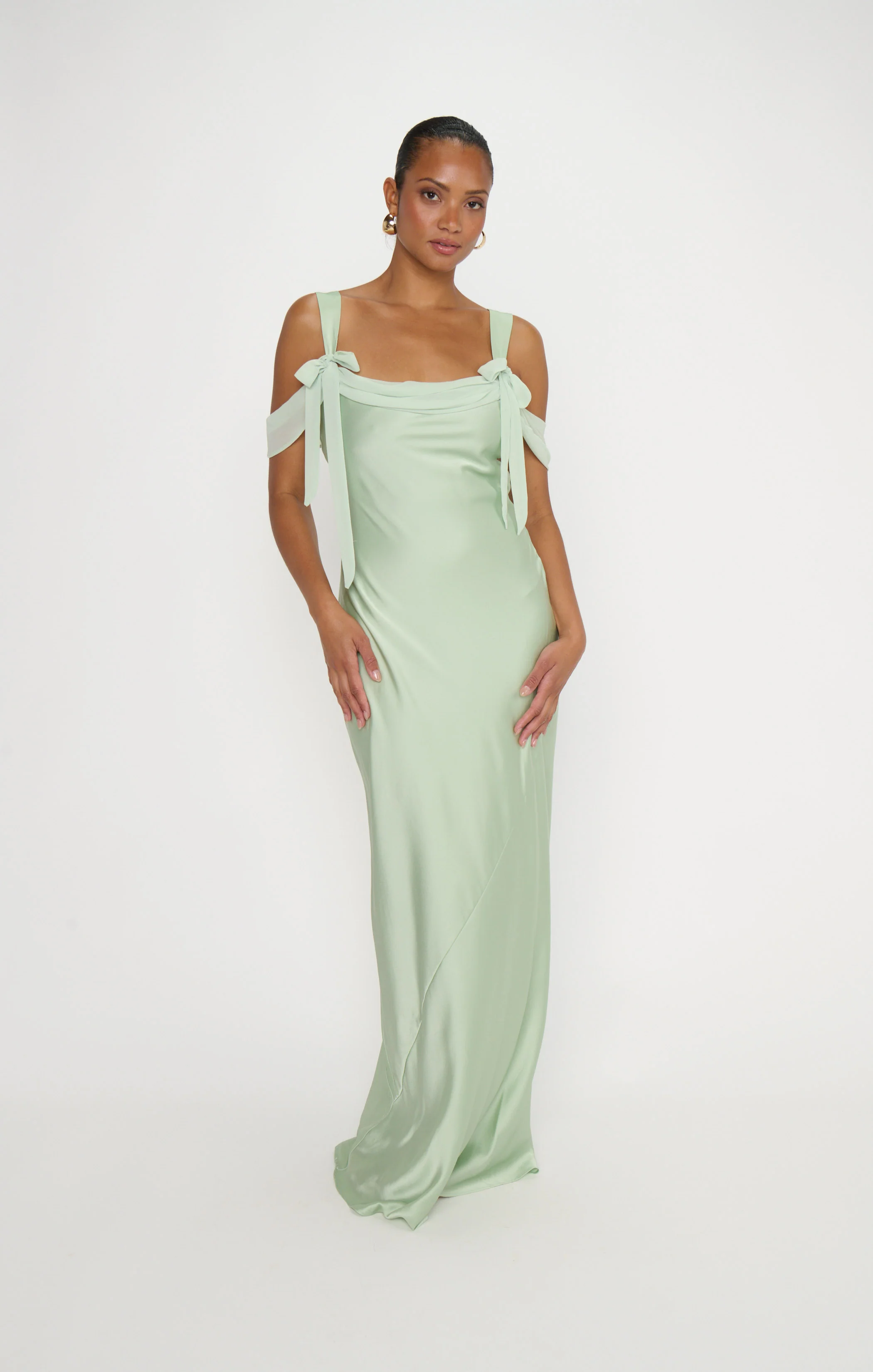 Bella Maxi Dress ~ Pistachio Luxe Satin - Image 3