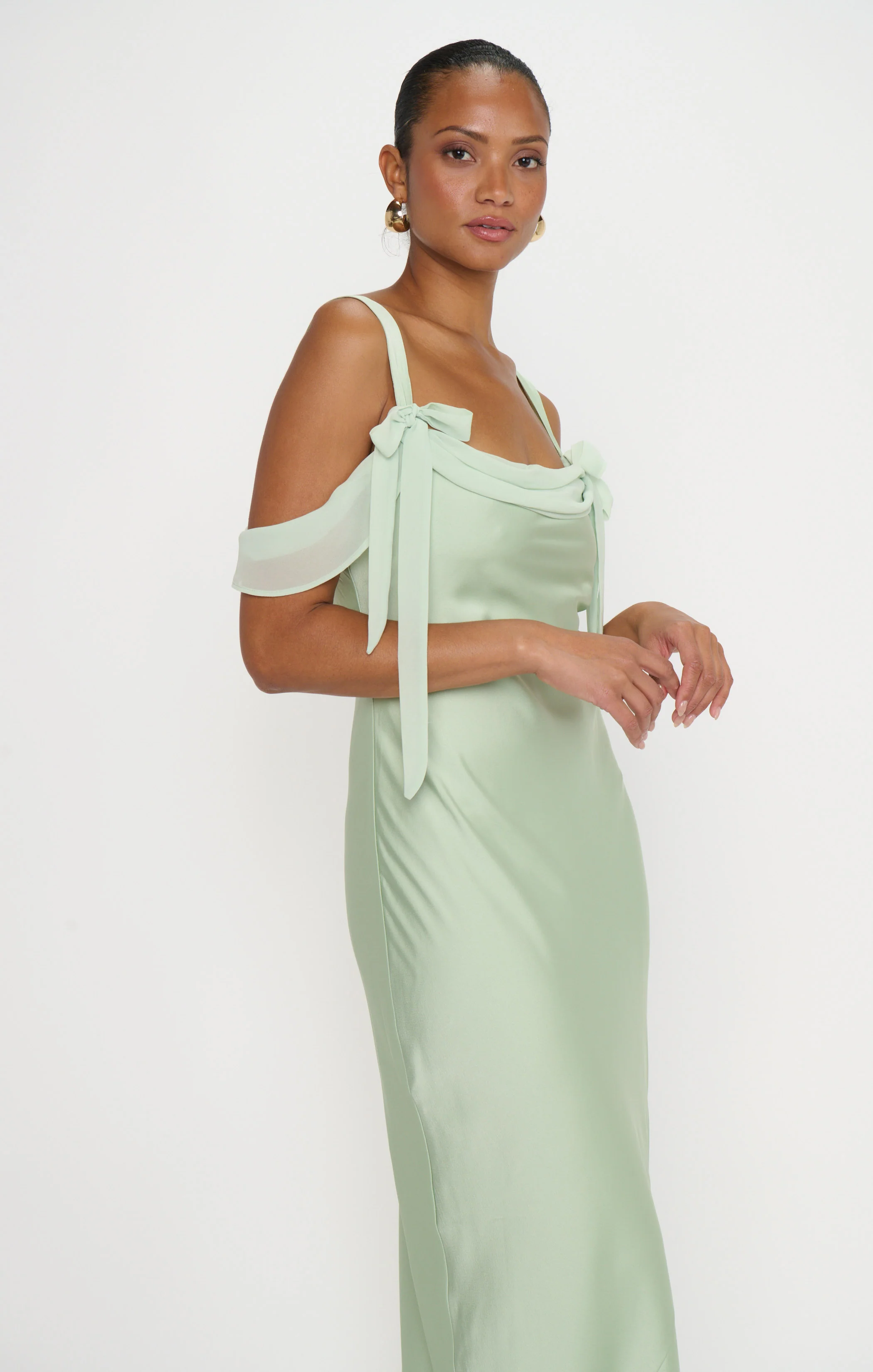 Bella Maxi Dress ~ Pistachio Luxe Satin - Image 4
