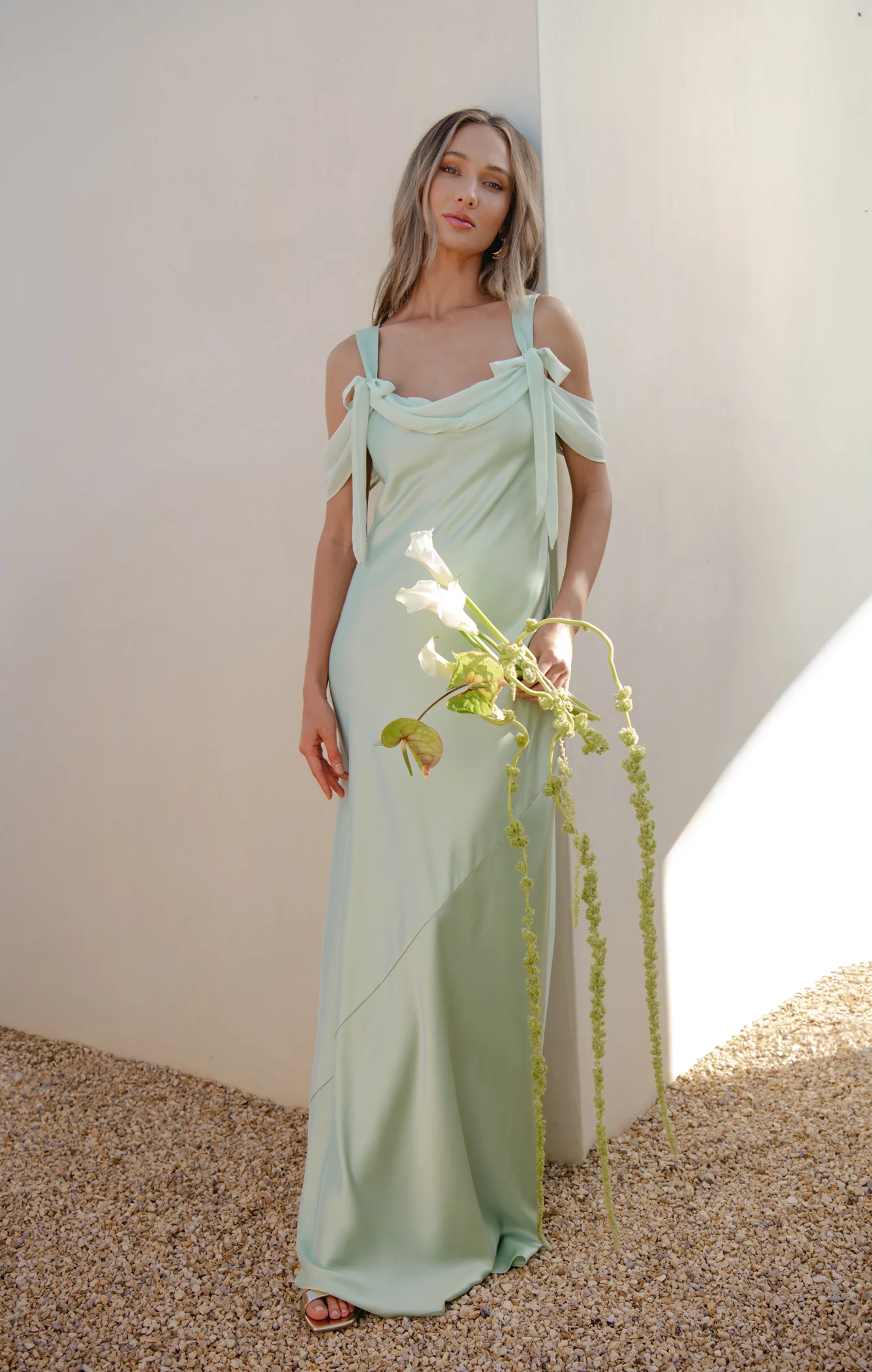 Bella Maxi Dress ~ Pistachio Luxe Satin - Image 8