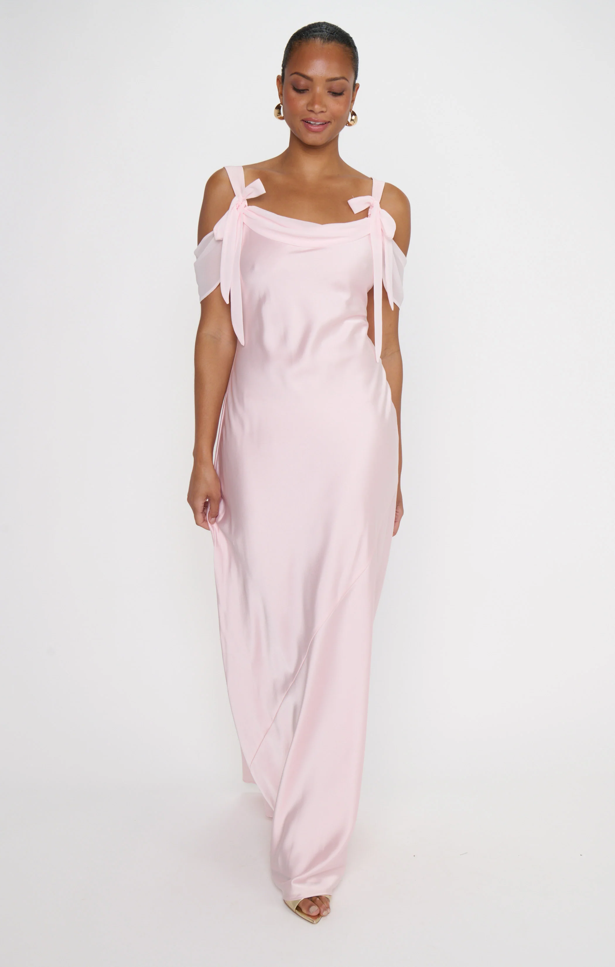 Bella Maxi Dress ~ Powder Pink Luxe Satin - Image 3