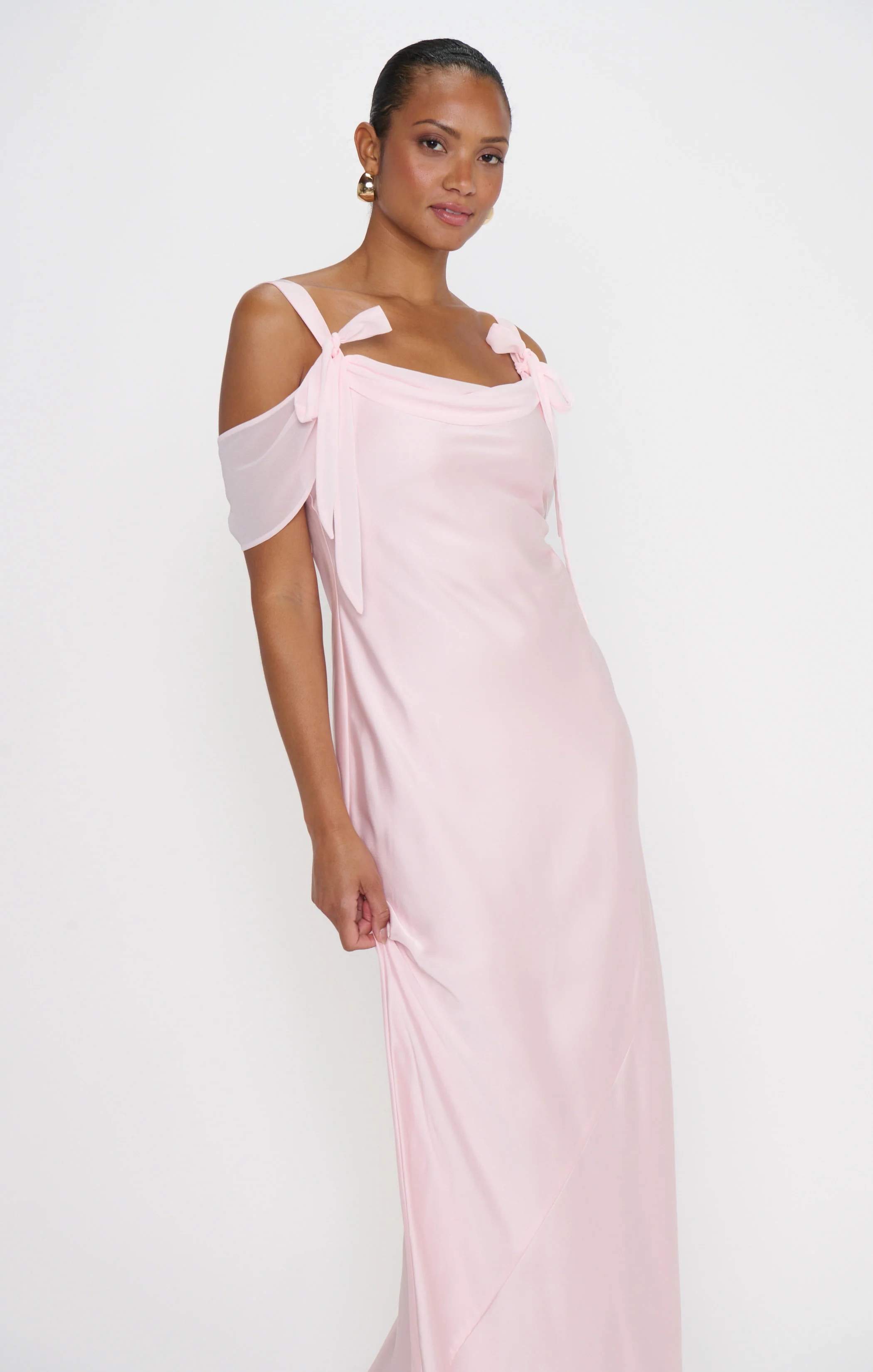Bella Maxi Dress ~ Powder Pink Luxe Satin - Image 5