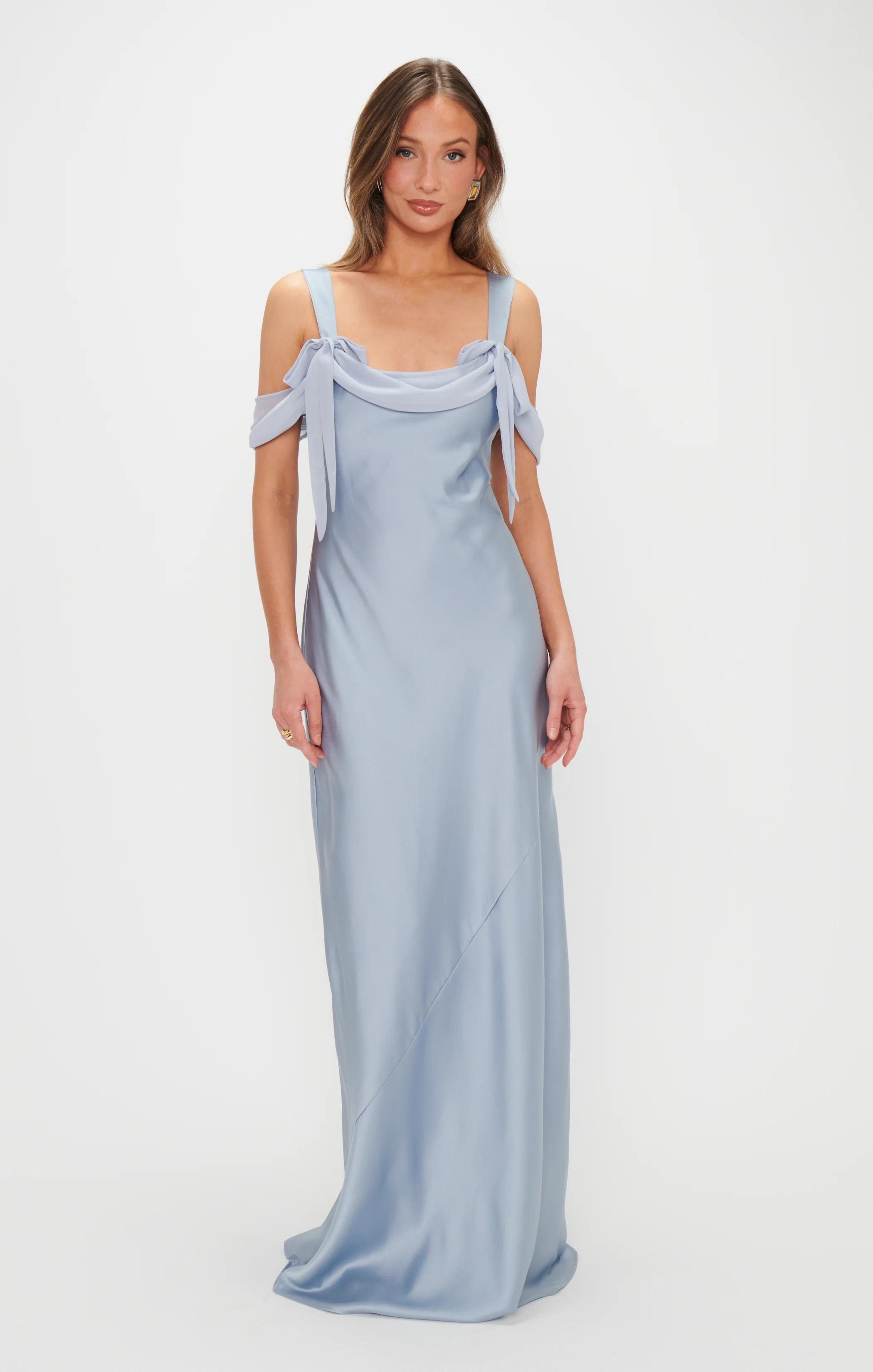 Bella Maxi Dress ~ Steel Blue Luxe Satin - Image 2