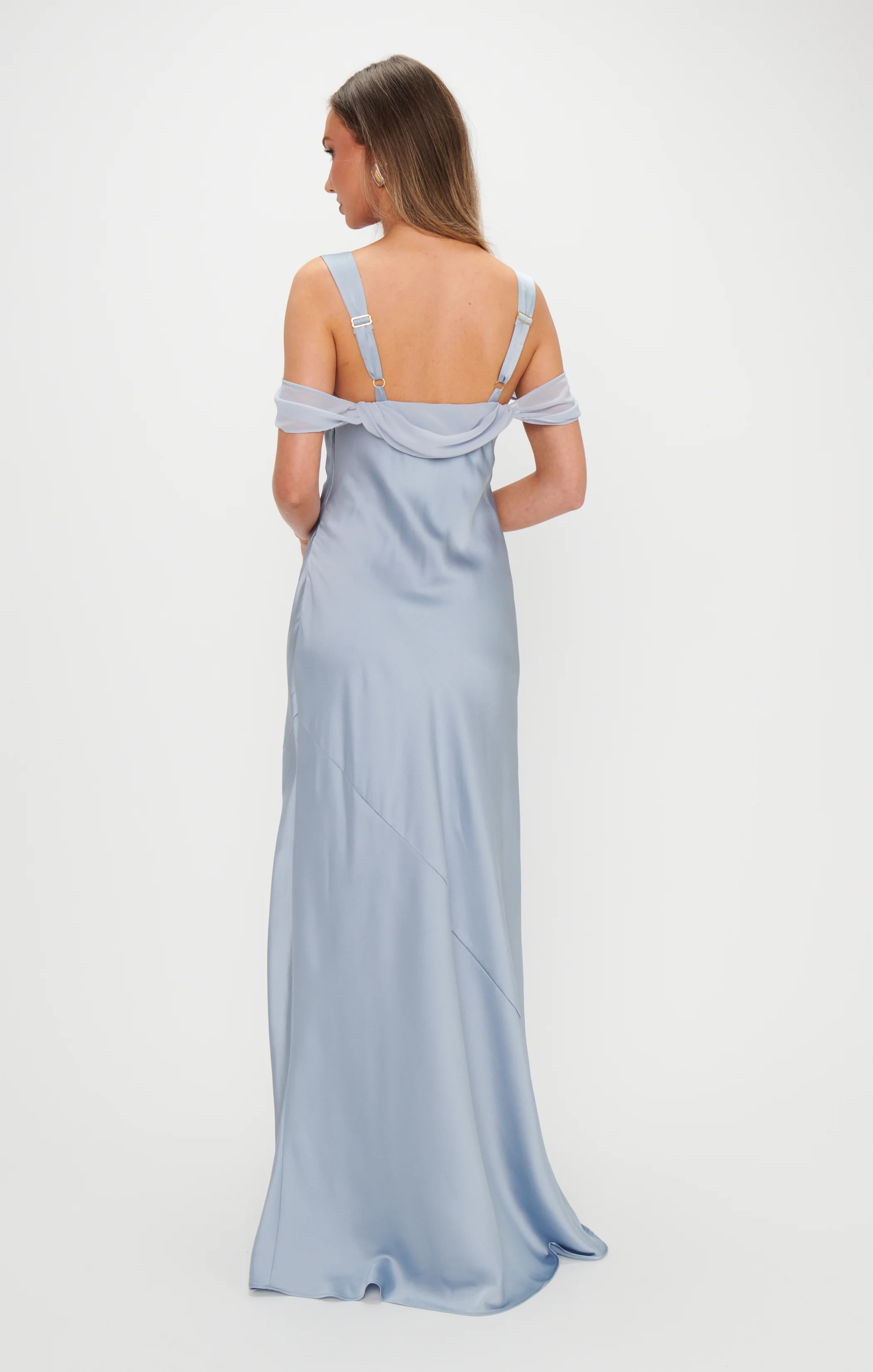 Bella Maxi Dress ~ Steel Blue Luxe Satin - Image 3