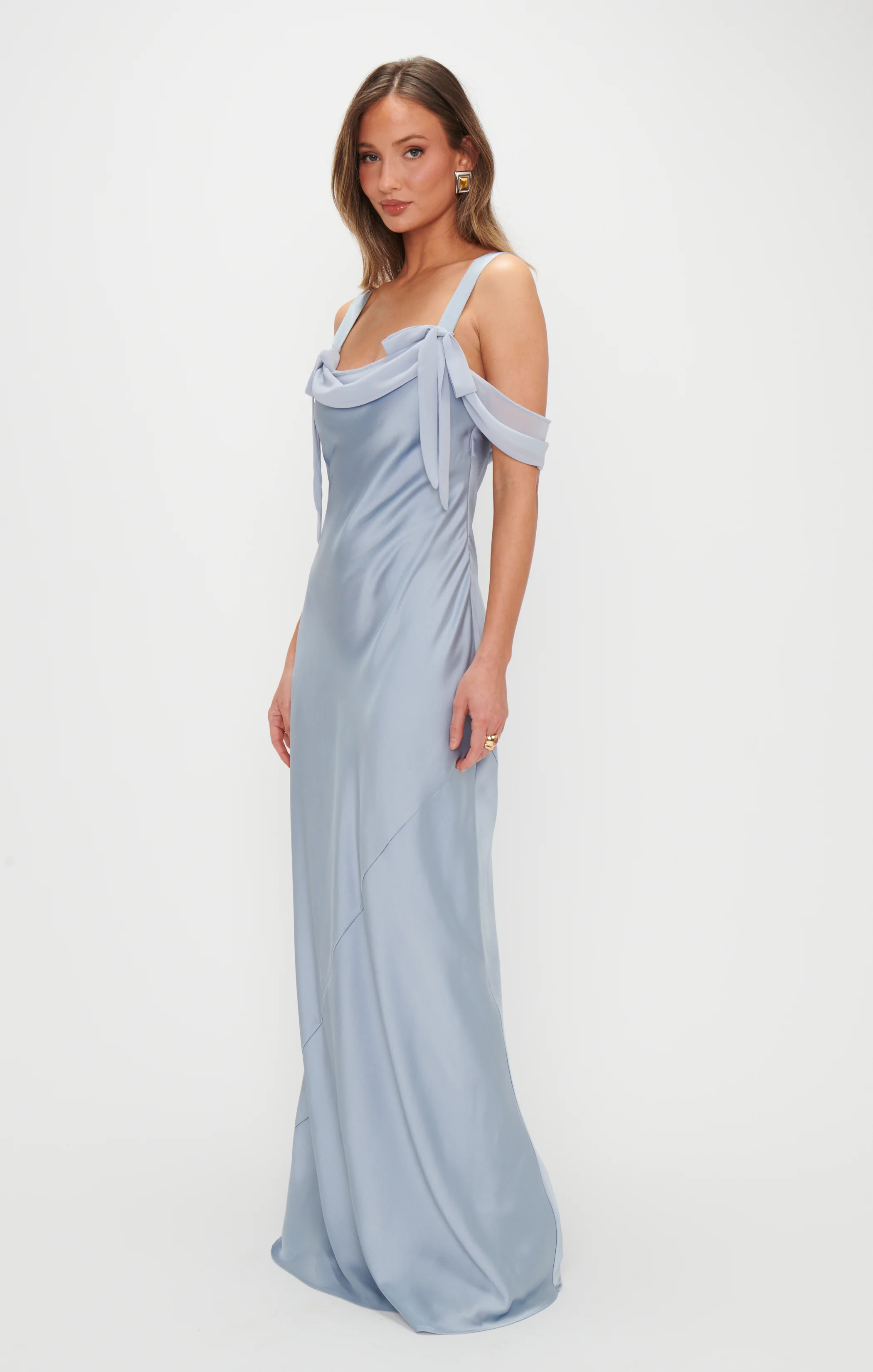Bella Maxi Dress ~ Steel Blue Luxe Satin - Image 5