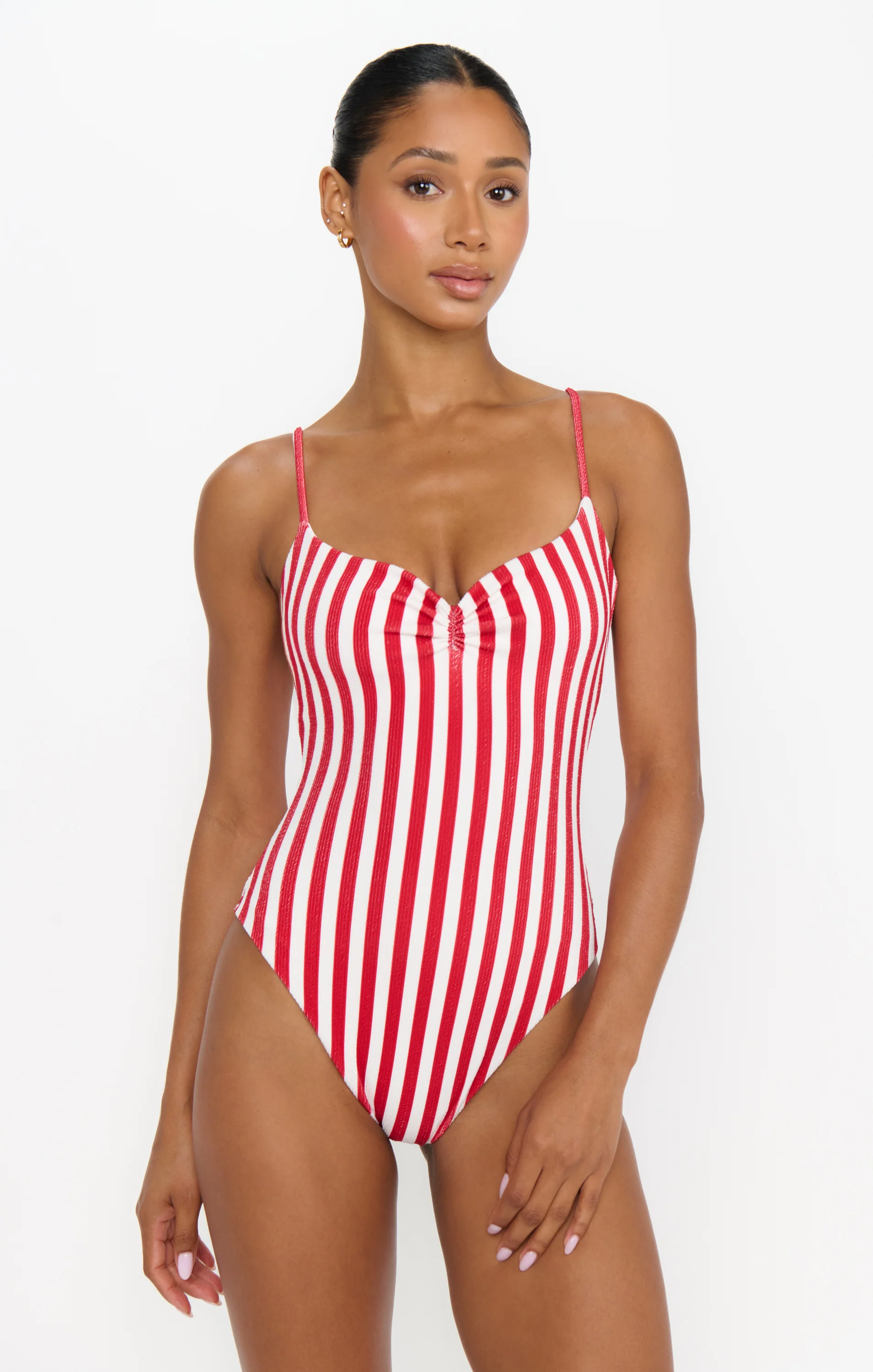 Bells Beach One Piece ~ Red Stripe Contour Scrunch - Image 3