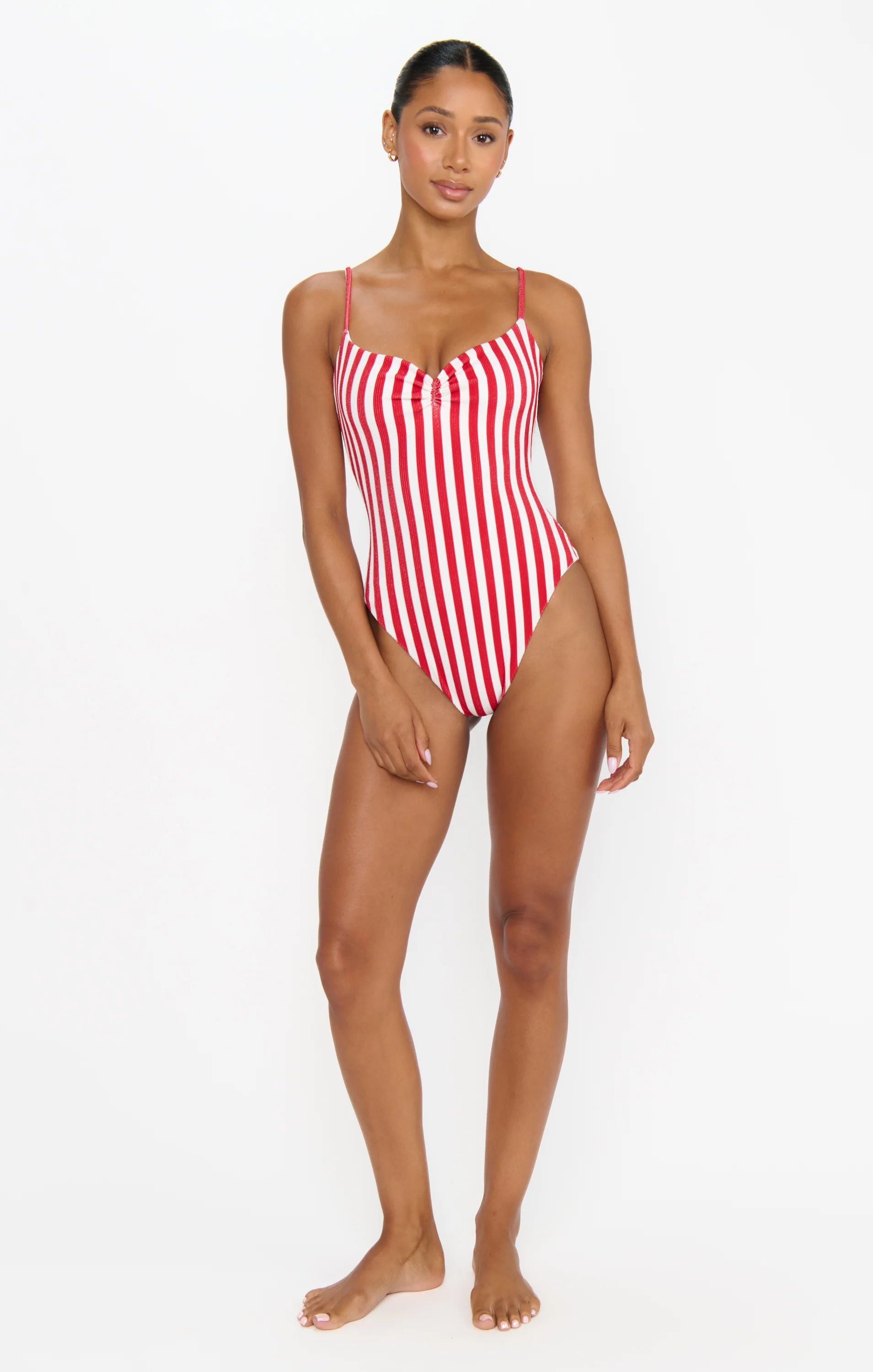 Bells Beach One Piece ~ Red Stripe Contour Scrunch - Image 4