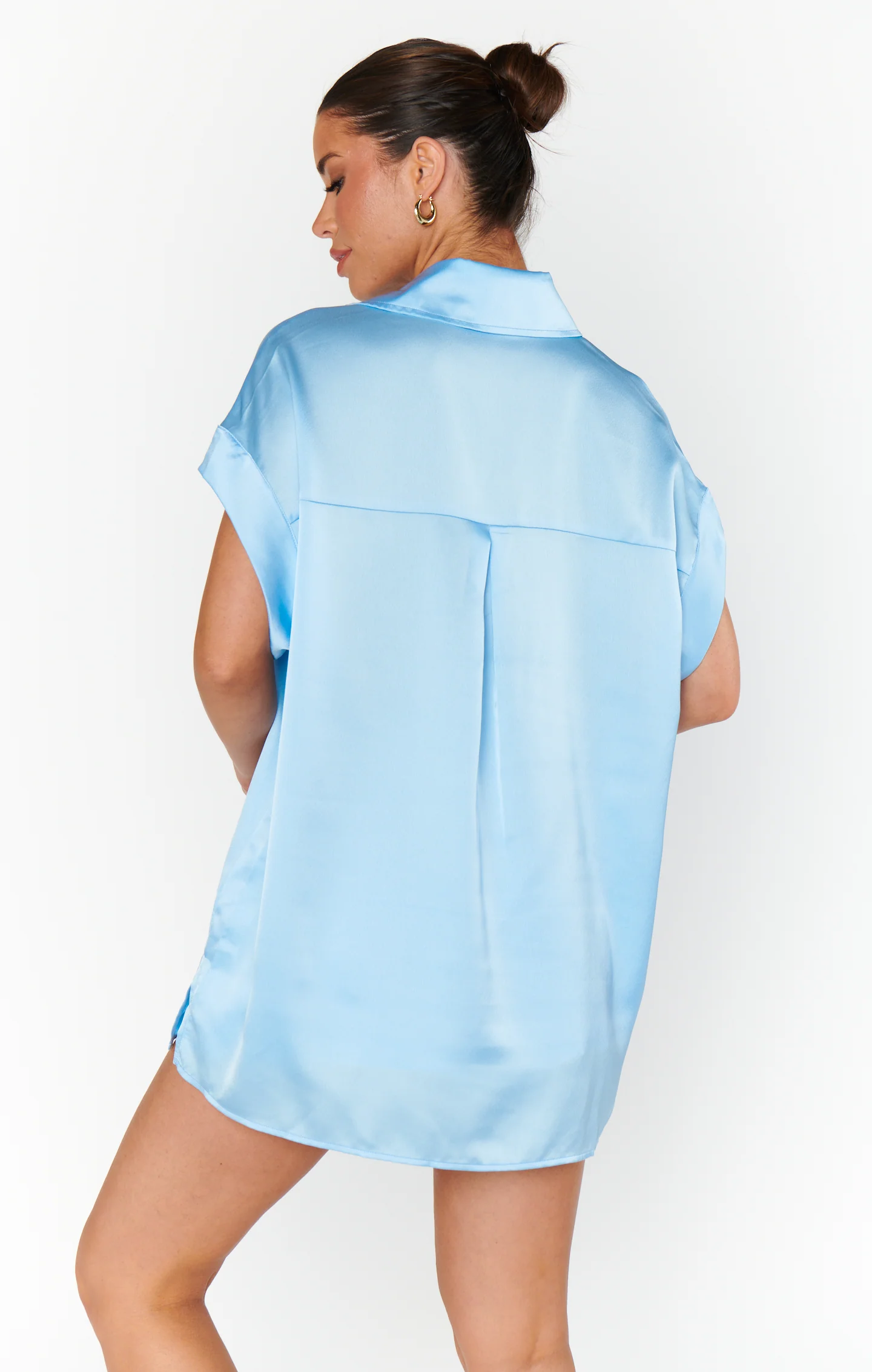 Best Day Button Up ~ Baby Blue Luxe Satin - Image 7