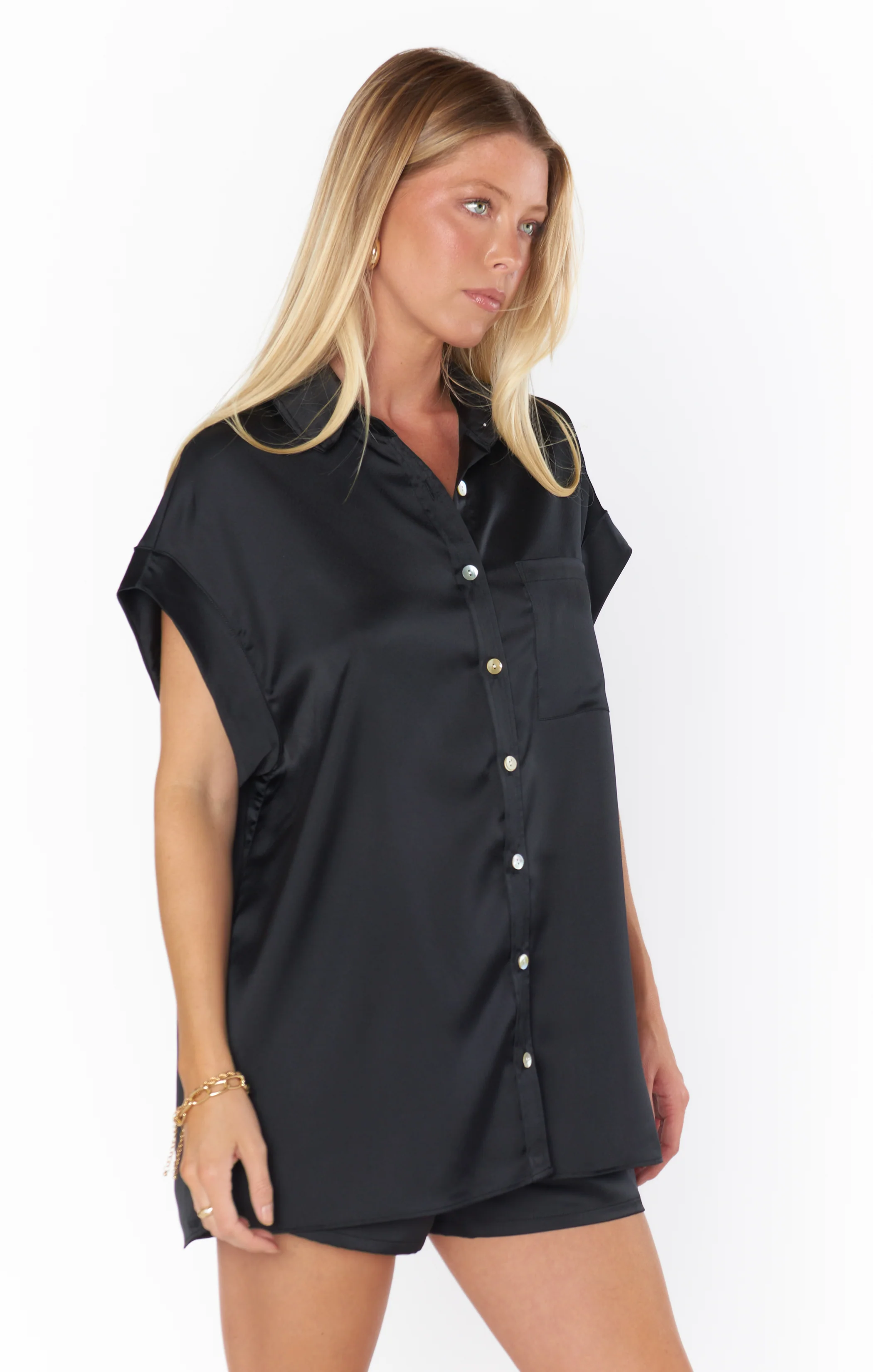 Best Day Button Up ~ Black Luxe Satin - Image 3
