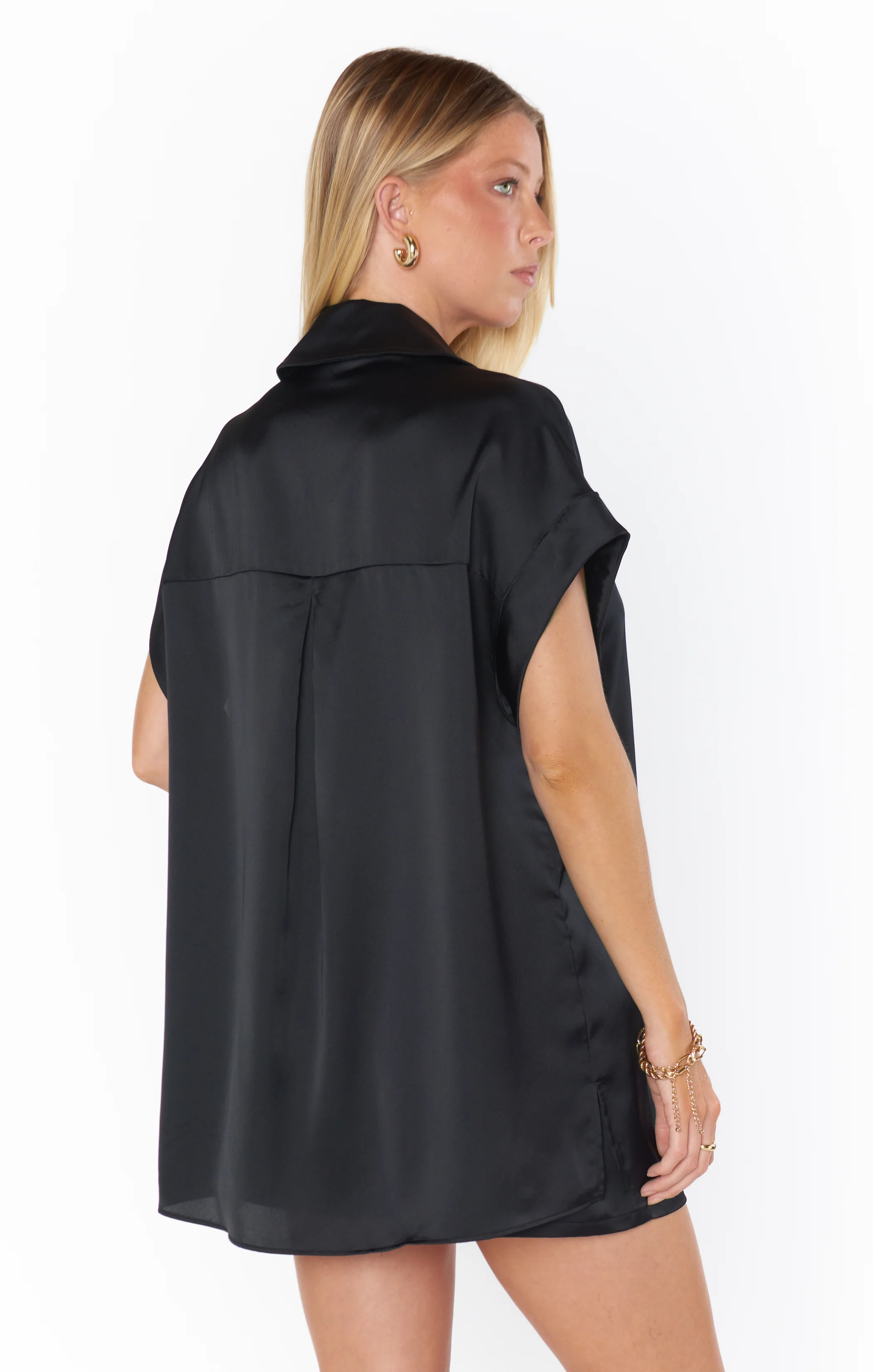 Best Day Button Up ~ Black Luxe Satin - Image 4