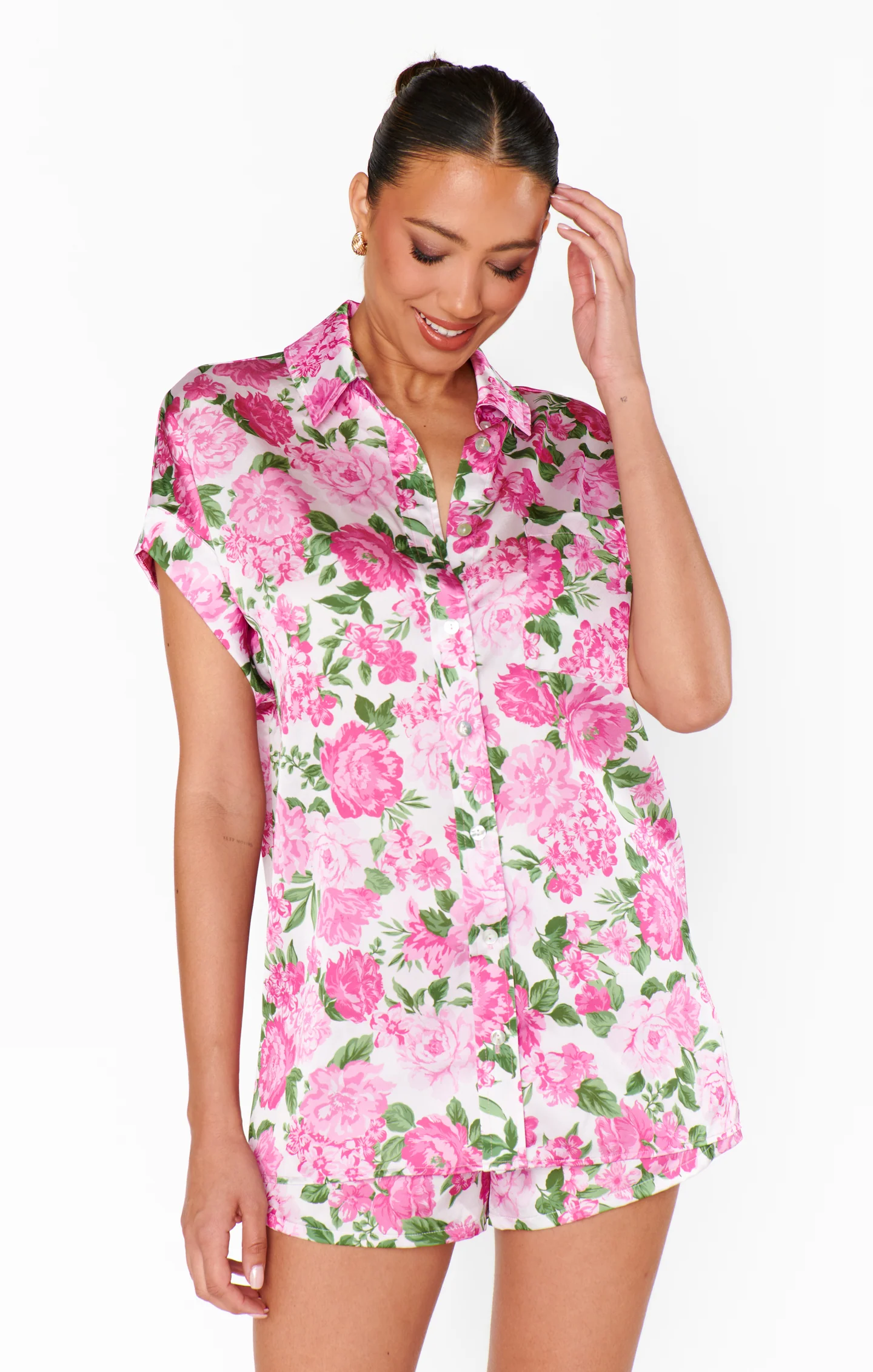 Best Day Button Up ~ Cottage Floral Pink - Image 2