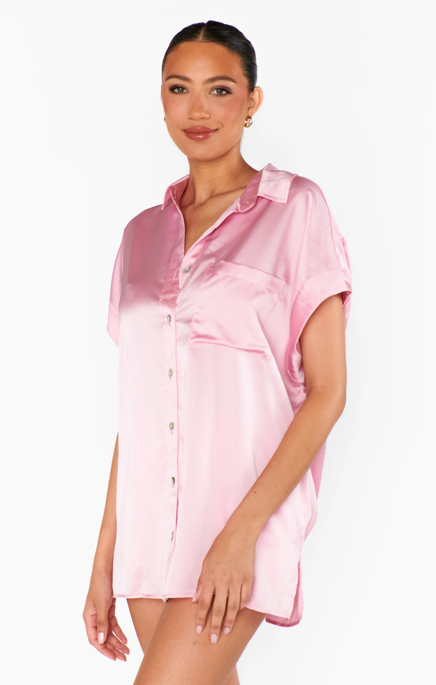 Best Day Button Up ~ Light Pink Luxe Satin - Image 6