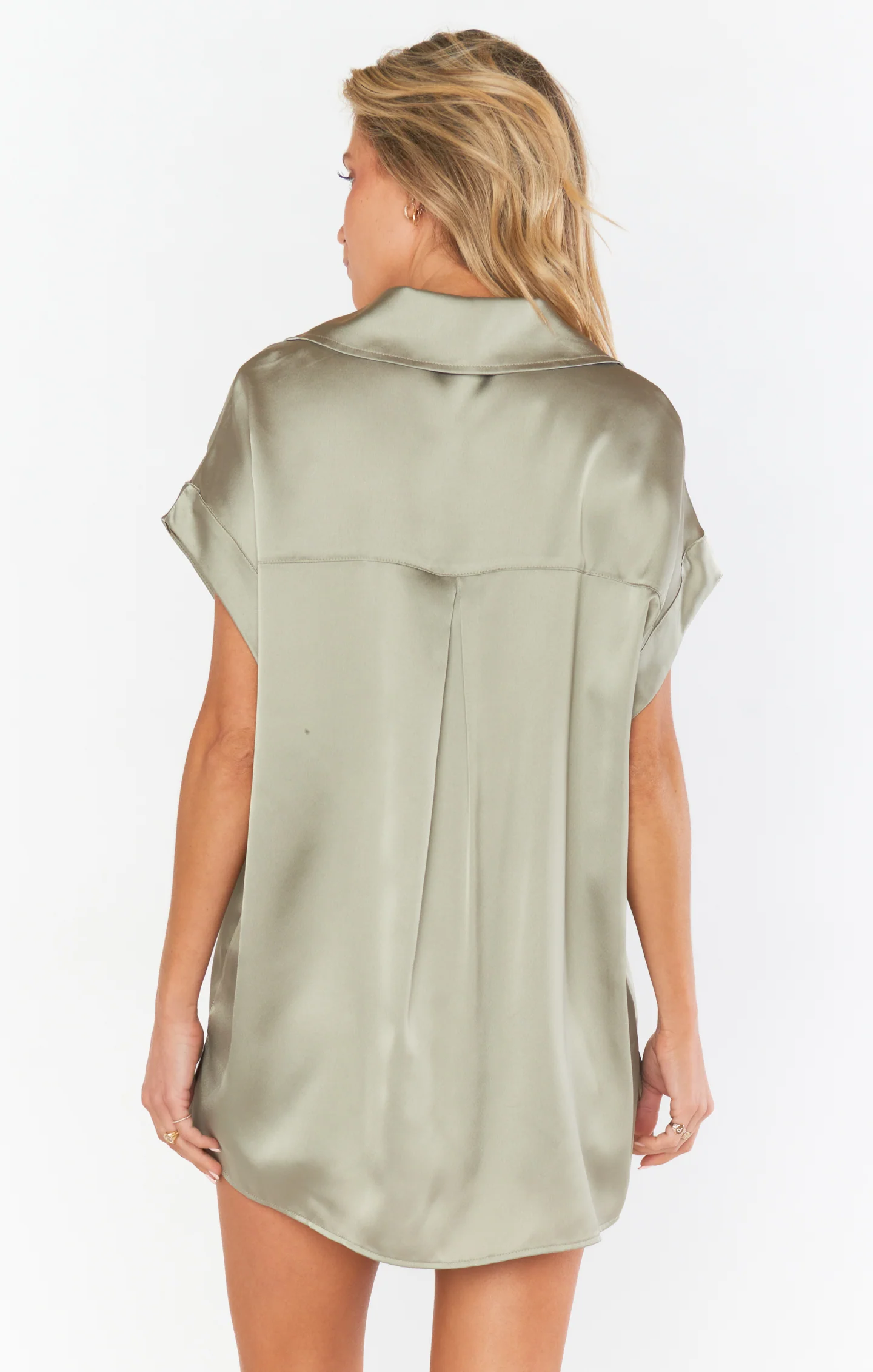 Best Day Button Up ~ Moss Green Luxe Satin - Image 4