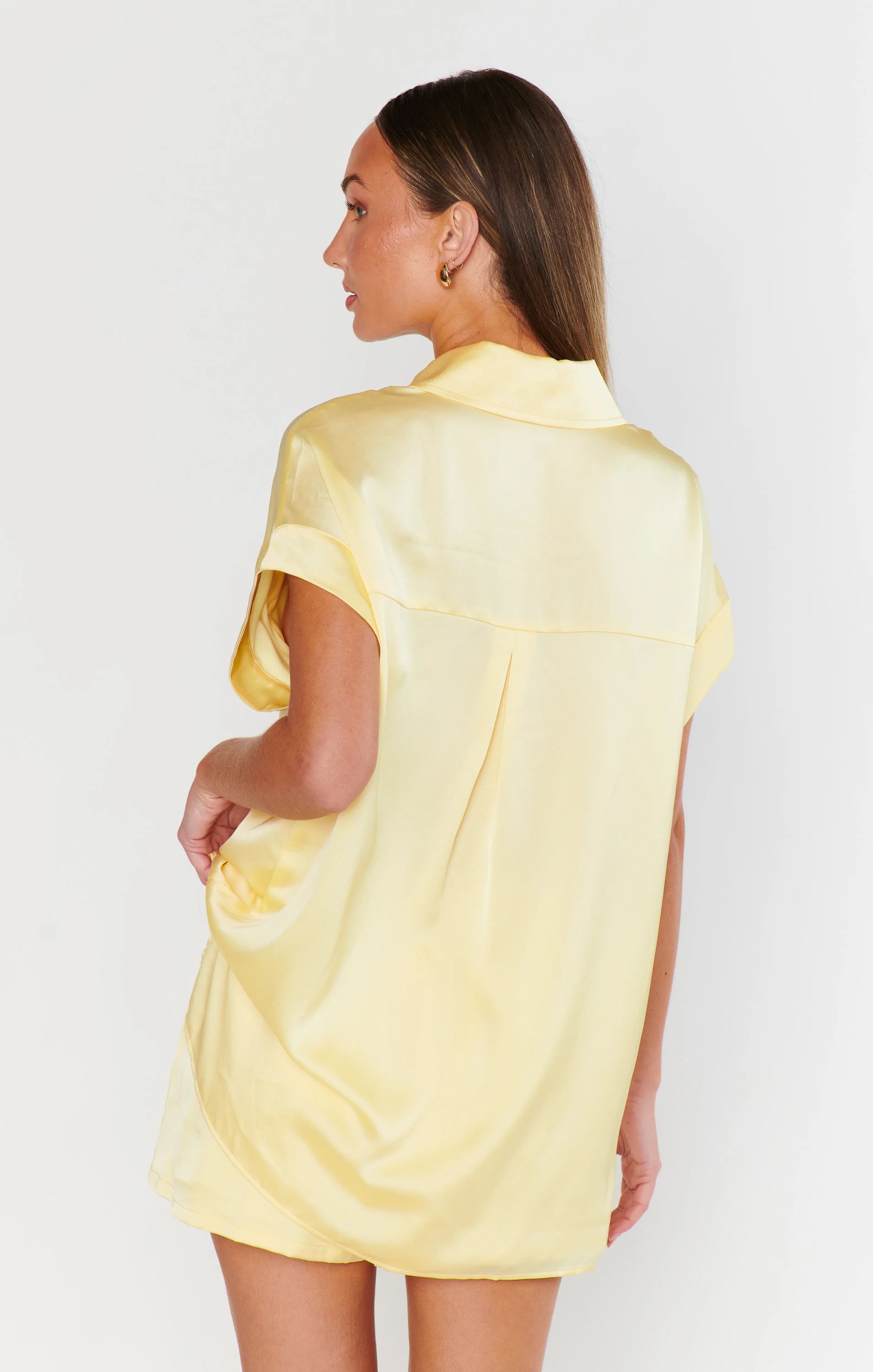 Best Day Button Up ~ Pale Yellow Luxe Satin - Image 5