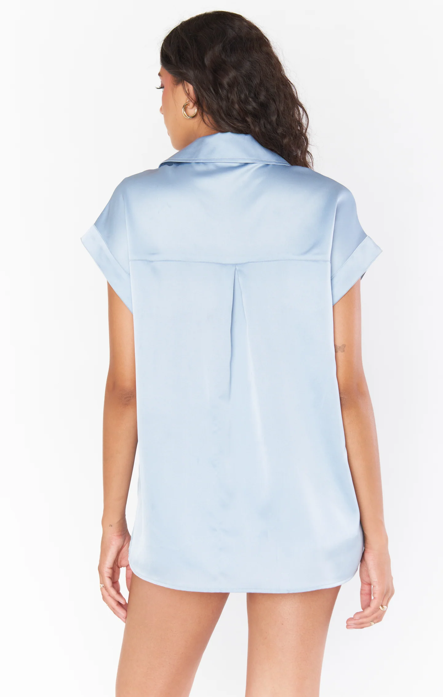 Best Day Button Up ~ Steel Blue Luxe Satin - Image 6