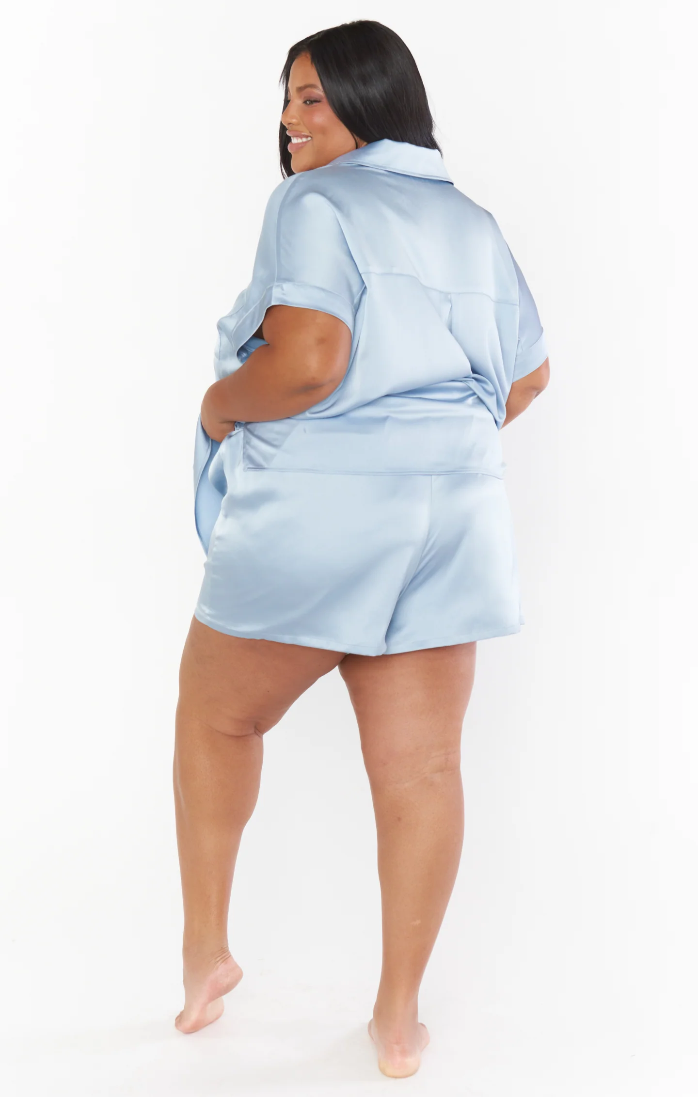 Best Day Button Up ~ Steel Blue Luxe Satin - Image 7