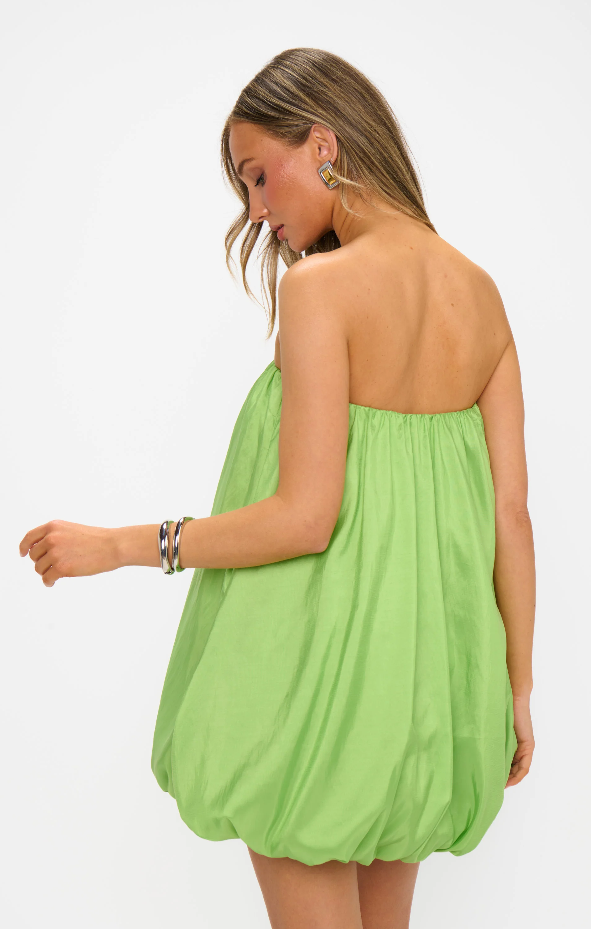 Beverly Bubble Dress ~ Key Lime Light Taffeta - Image 6