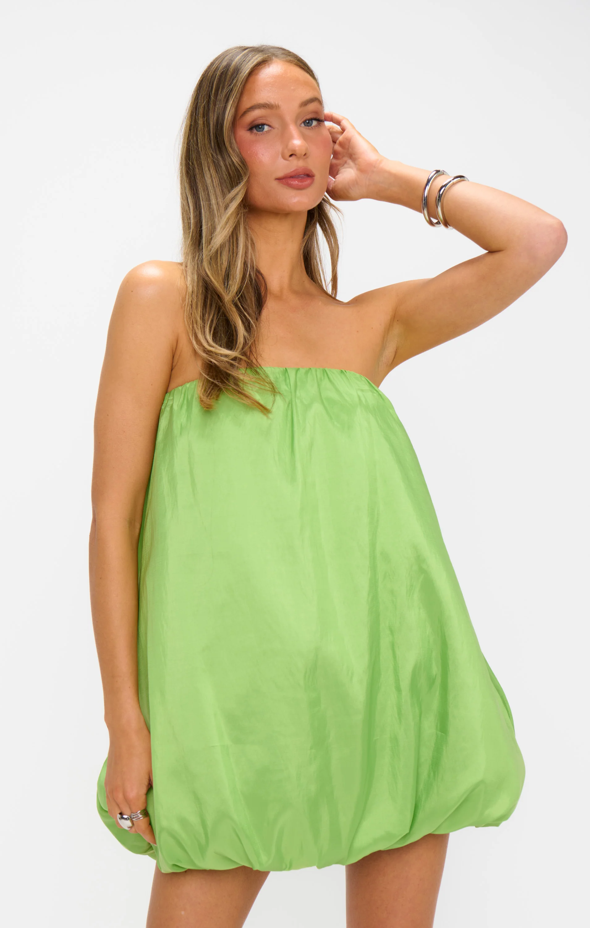 Beverly Bubble Dress ~ Key Lime Light Taffeta - Image 7
