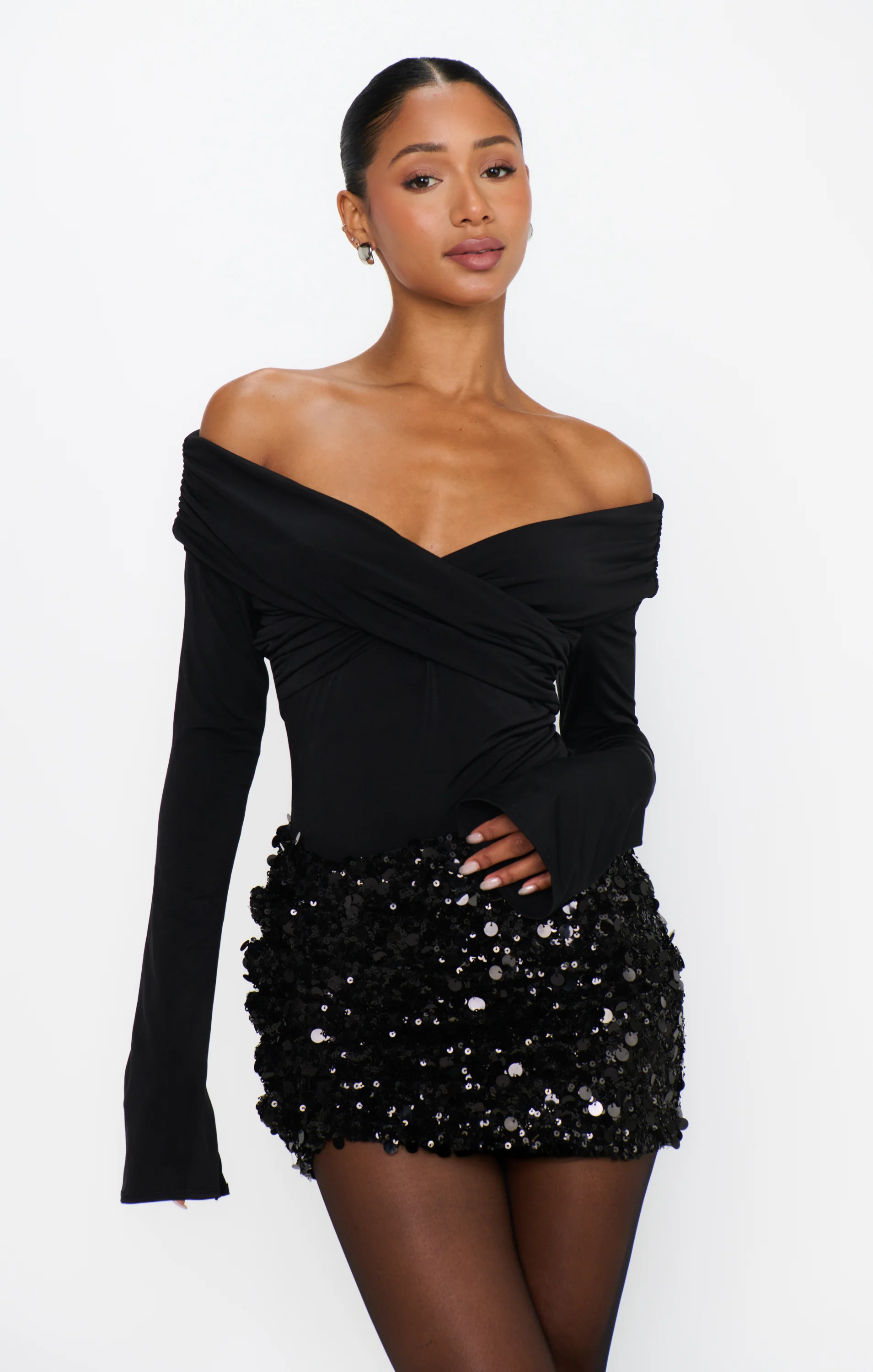 Bowery Mini Skirt ~ Black Metallic Sequins - Image 6