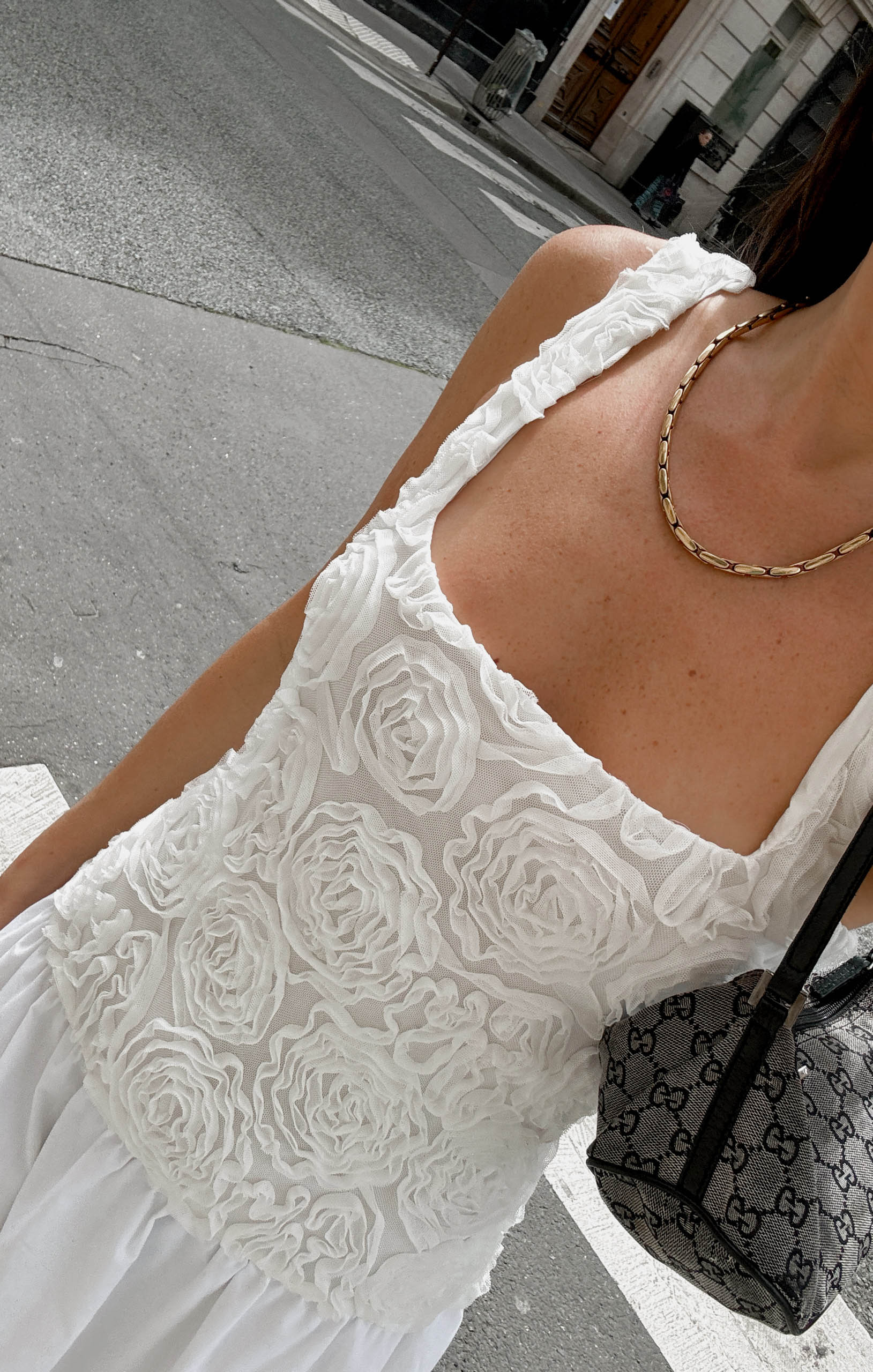 Bradshaw Maxi Dress ~ Rosette Mesh White - Image 2